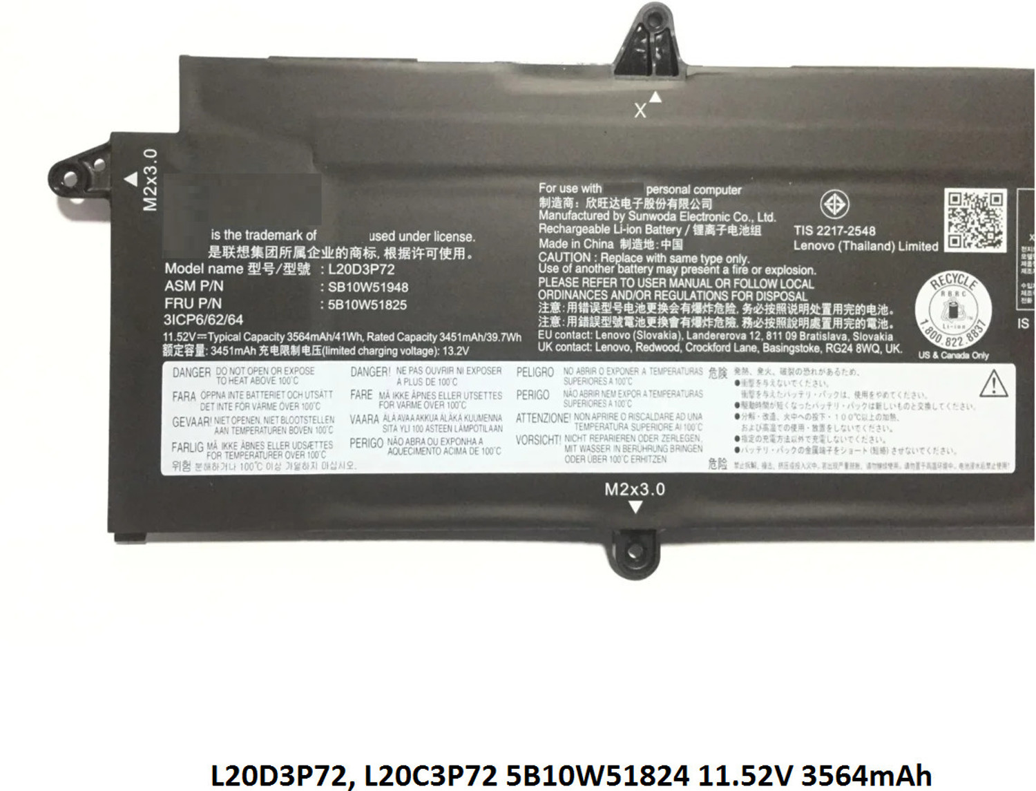 Lenovo純正 バッテリー L20M4P74 ThinkPad X13 Gen2 Gen3 15.36V