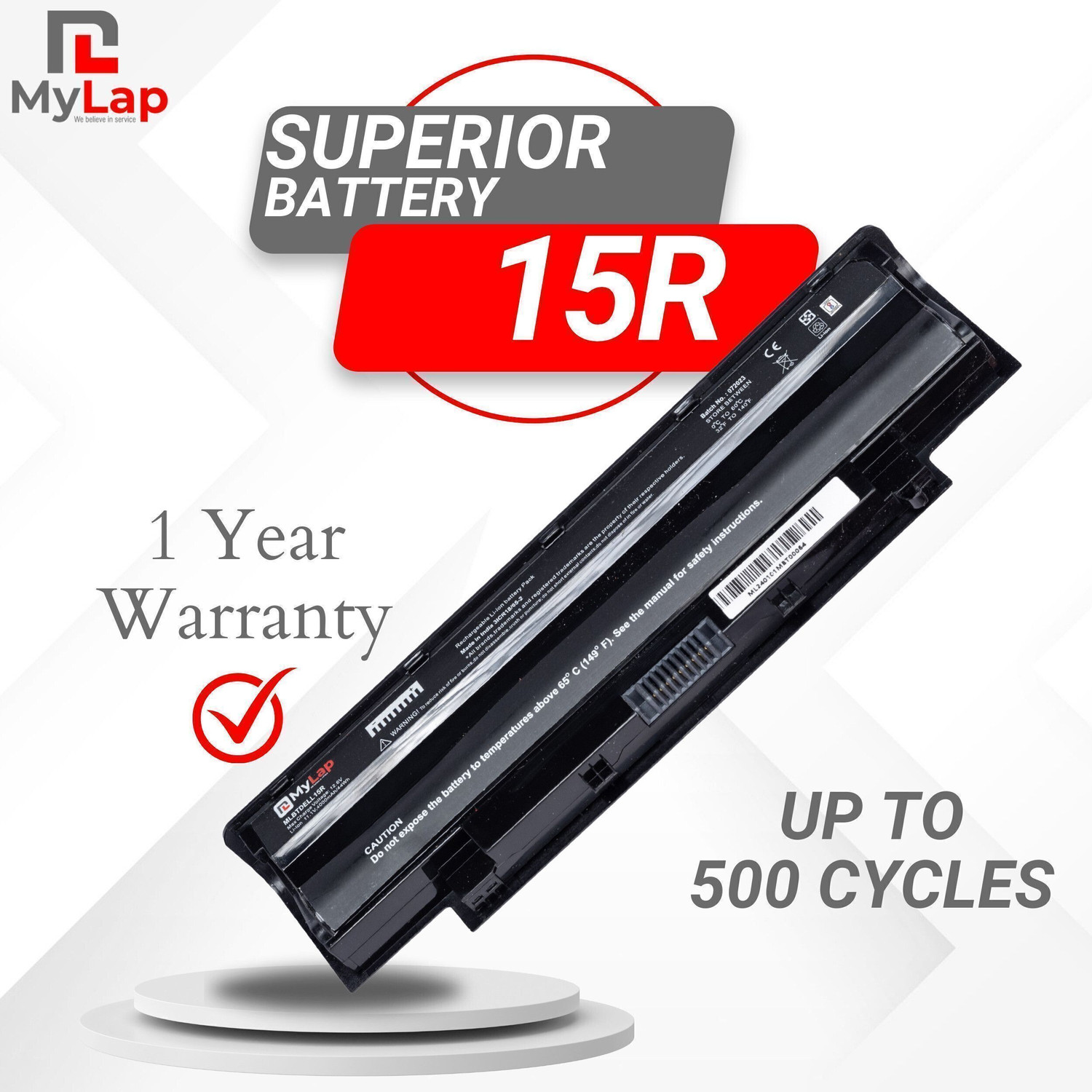 Image of mylap BIS Certified Rechargeable J1KND Laptop Battery for Dell Inspiron N4010, N5110, N5010 Vostro 1440, 1450, 1540, 2520, 1550, 3450, 3550, 3750- (Black) 6 Cell Laptop Battery