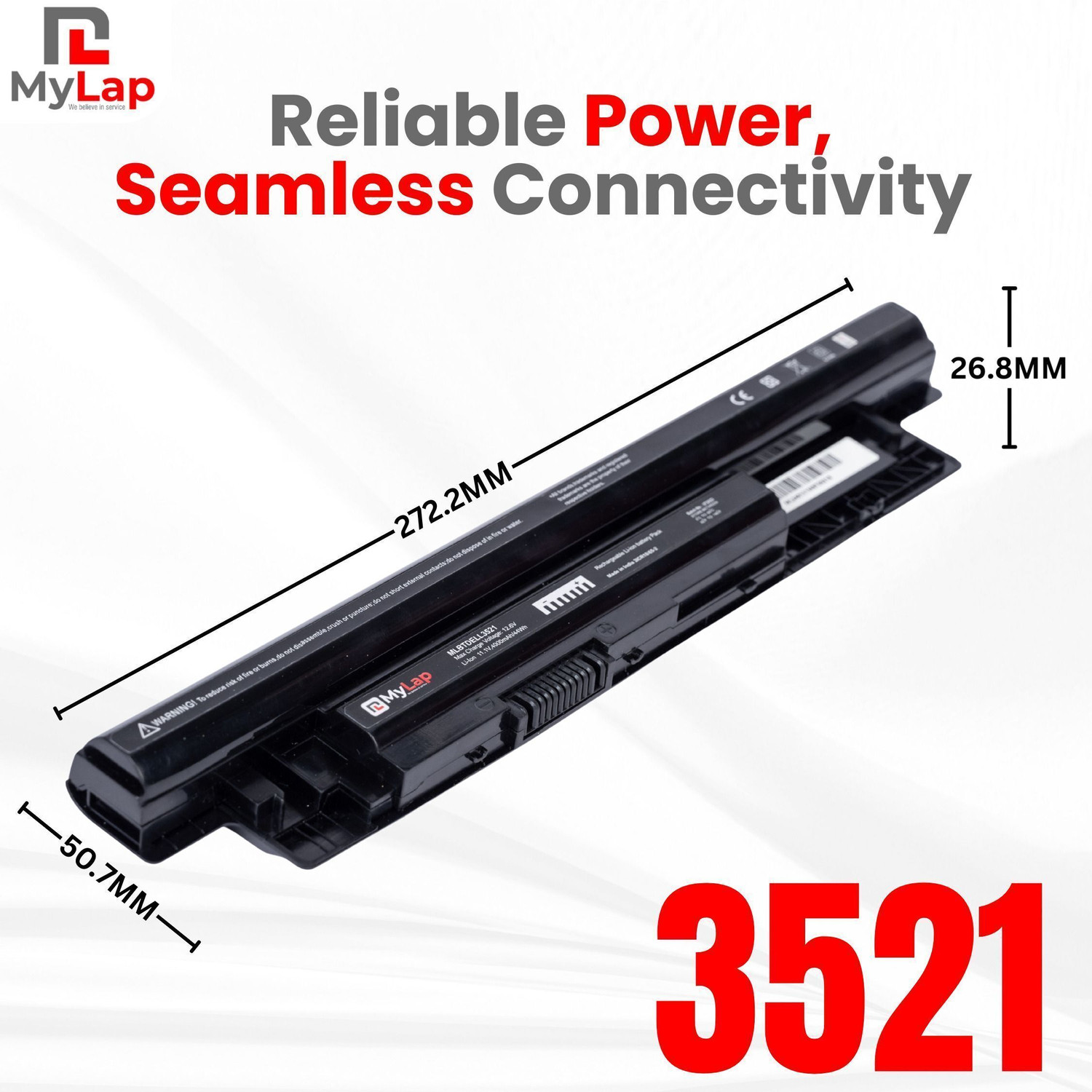 Image of mylap 3521 Laptop Battery Compatible for Dell Inspiron 15 3521 3721 3542 3543 15-3521 15R 5521 3537 3531 5748 5537 17R 5721 5749 3737 312-1387 451-12108 3540 3440 Vostro 3521 2421 XCMRD MR90Y 6 Cell Laptop Battery