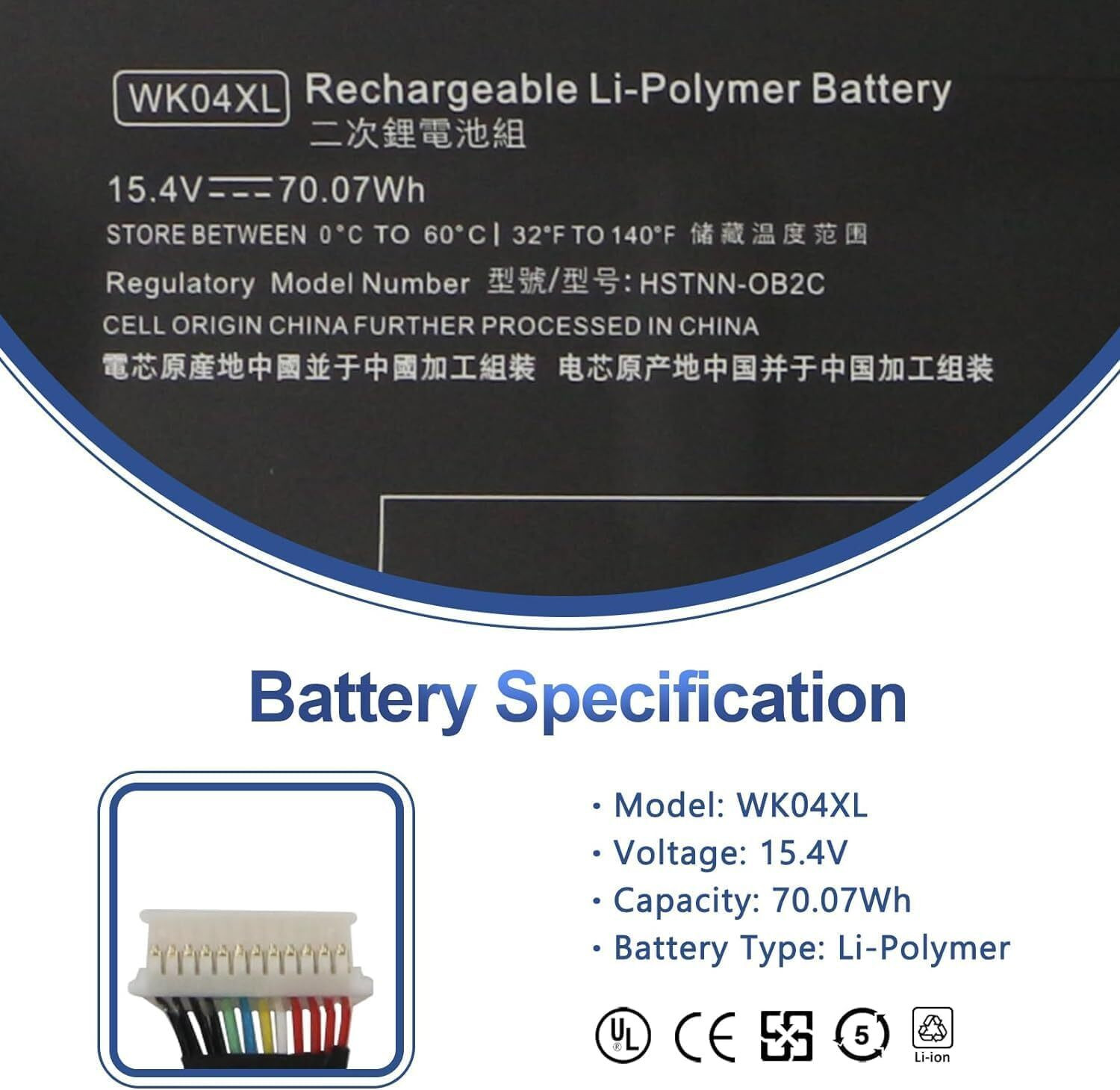 Image of HP WK04XL | Victus 15-FA 15-FB 16-D 16-E Series & OMEN 16-B 16-C Series | 15.4V 70.07Wh / 4323mAh 4-Cell Li-ion Internal Battery 4 Cell Laptop Battery