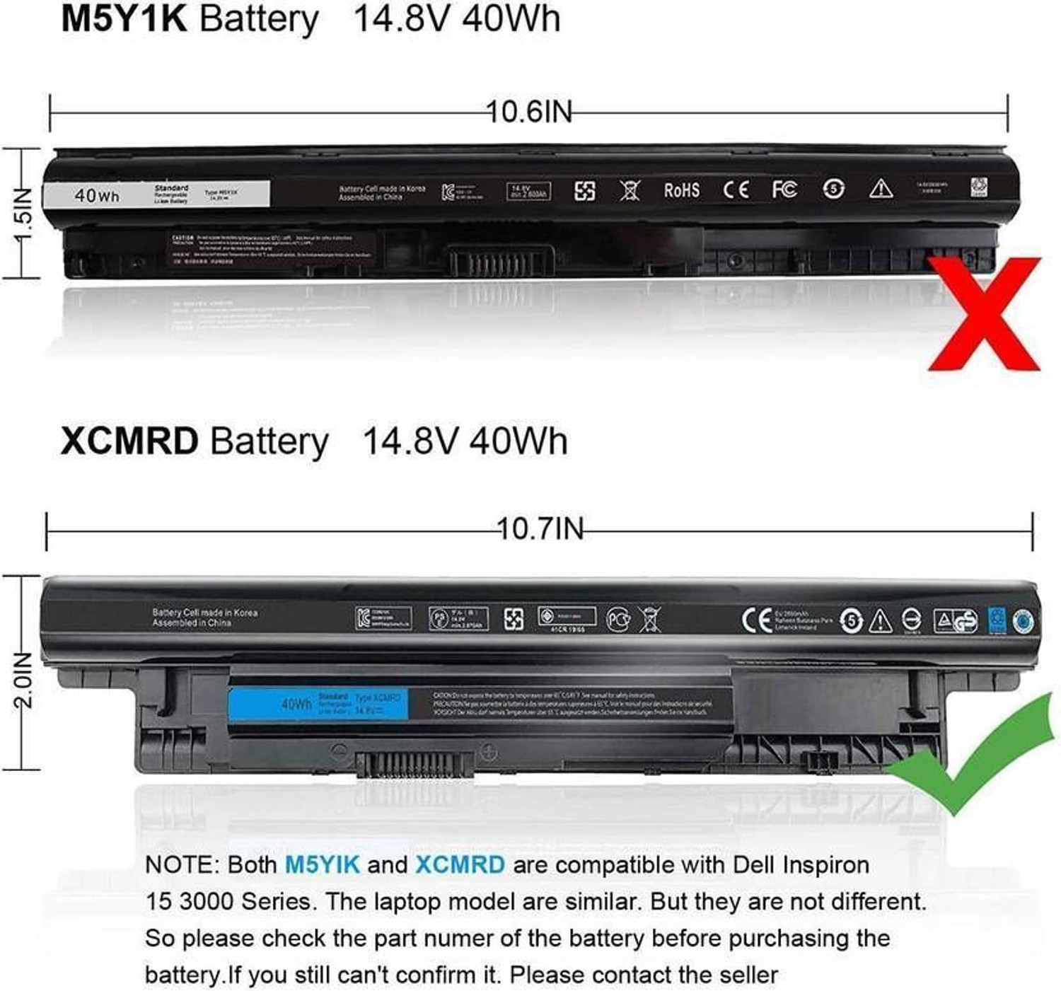 Image of DELL XCMRD Original 4-Cell 40Wh Laptop Battery Compatible with Inspiron 14 3421 3437, Inspiron 15 3521 3537 3543, Inspiron 17 3721 3737, Vostro 3446 3546 4 Cell Laptop Battery