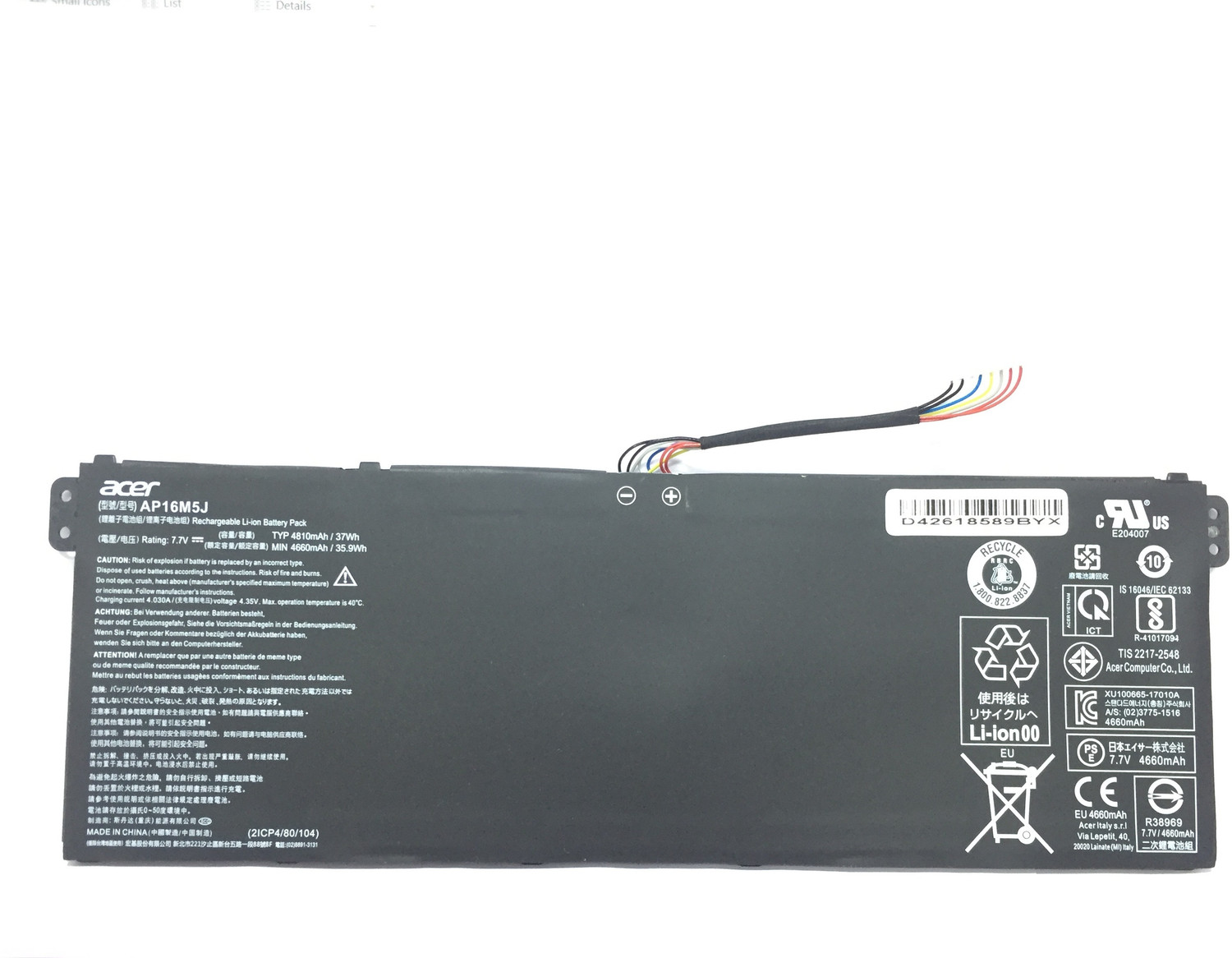 Image of Acer AP16M5J BATTERY FOR Aspire 3 A315-21 Series A315-21-95KF A315-21-95KF-US Aspire 3 A315-51 Series A315-56 Series A317-32 Series 4 Cell Laptop Battery