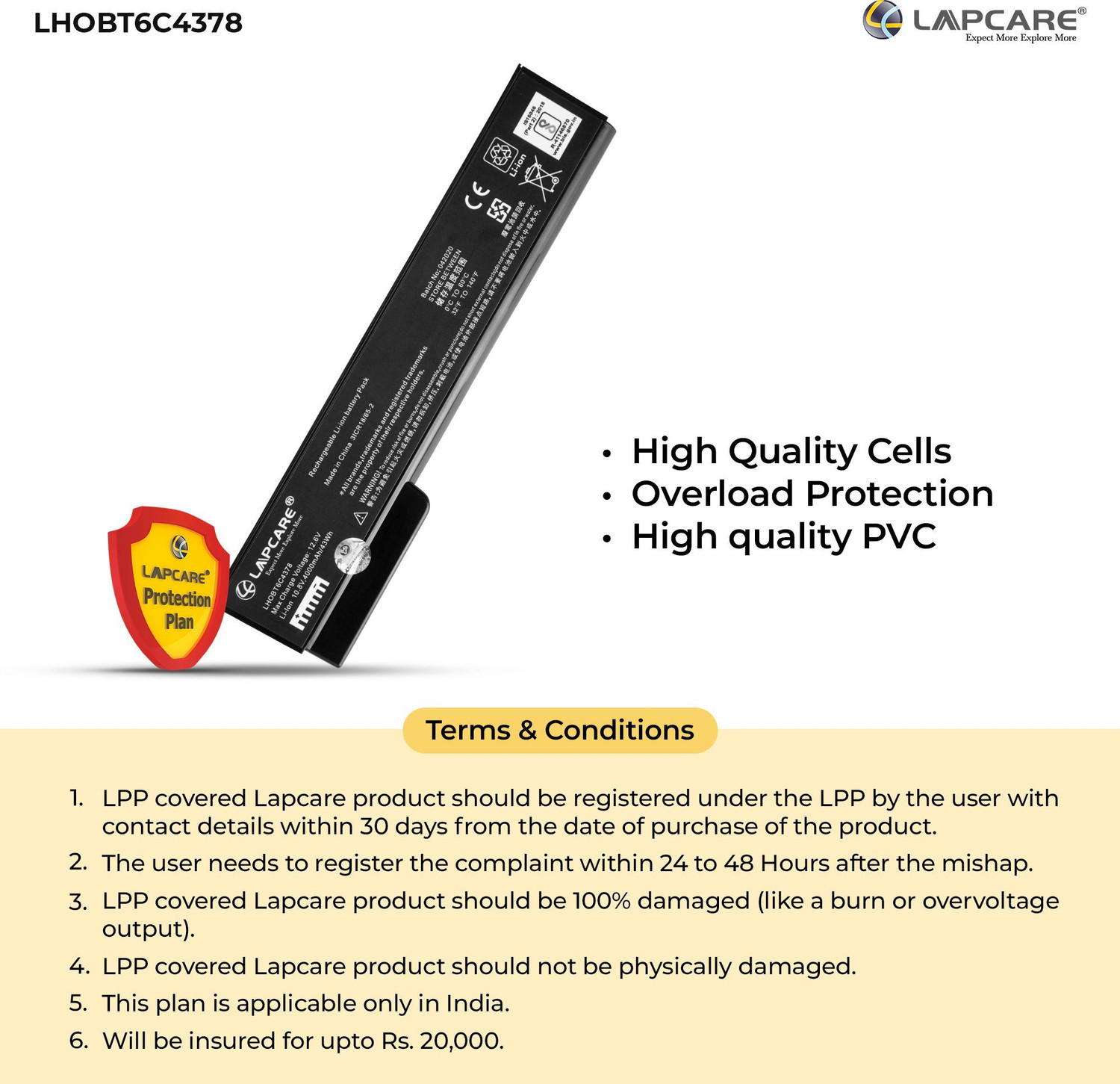Image of LAPCARE BIS Certified Compatible Laptop Battery for HP EliteBook 8460P 8470P 8570P 8560P ProBook 6470B 6360B 6460B 6465B 6560B 6565B-(Black) 6 Cell Laptop Battery