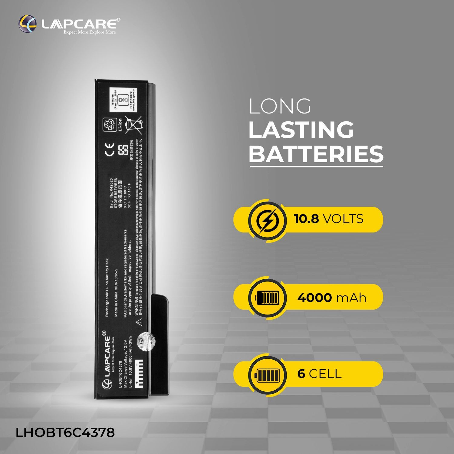 Image of LAPCARE BIS Certified Compatible Laptop Battery for HP EliteBook 8460P 8470P 8570P 8560P ProBook 6470B 6360B 6460B 6465B 6560B 6565B-(Black) 6 Cell Laptop Battery