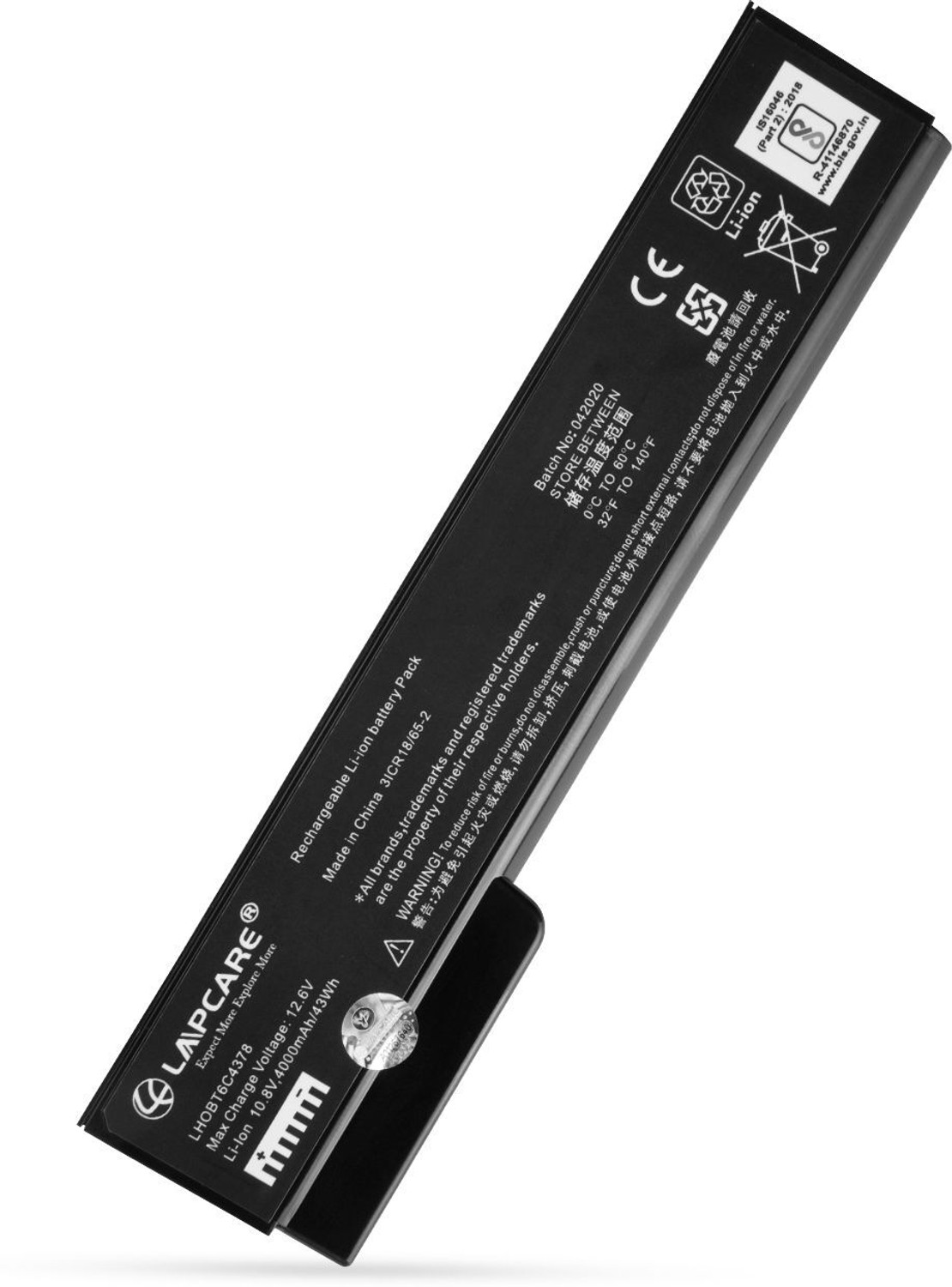 Image of LAPCARE BIS Certified Compatible Laptop Battery for HP EliteBook 8460P 8470P 8570P 8560P ProBook 6470B 6360B 6460B 6465B 6560B 6565B-(Black) 6 Cell Laptop Battery