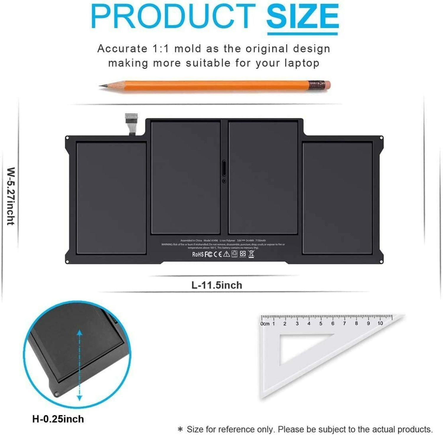 Image of WEFLY A1466 MB Air 13 inch A1466 Mid 2012, Mid 2013, Early 2014, Early 2015,2017) 2392 6 Cell Laptop Battery