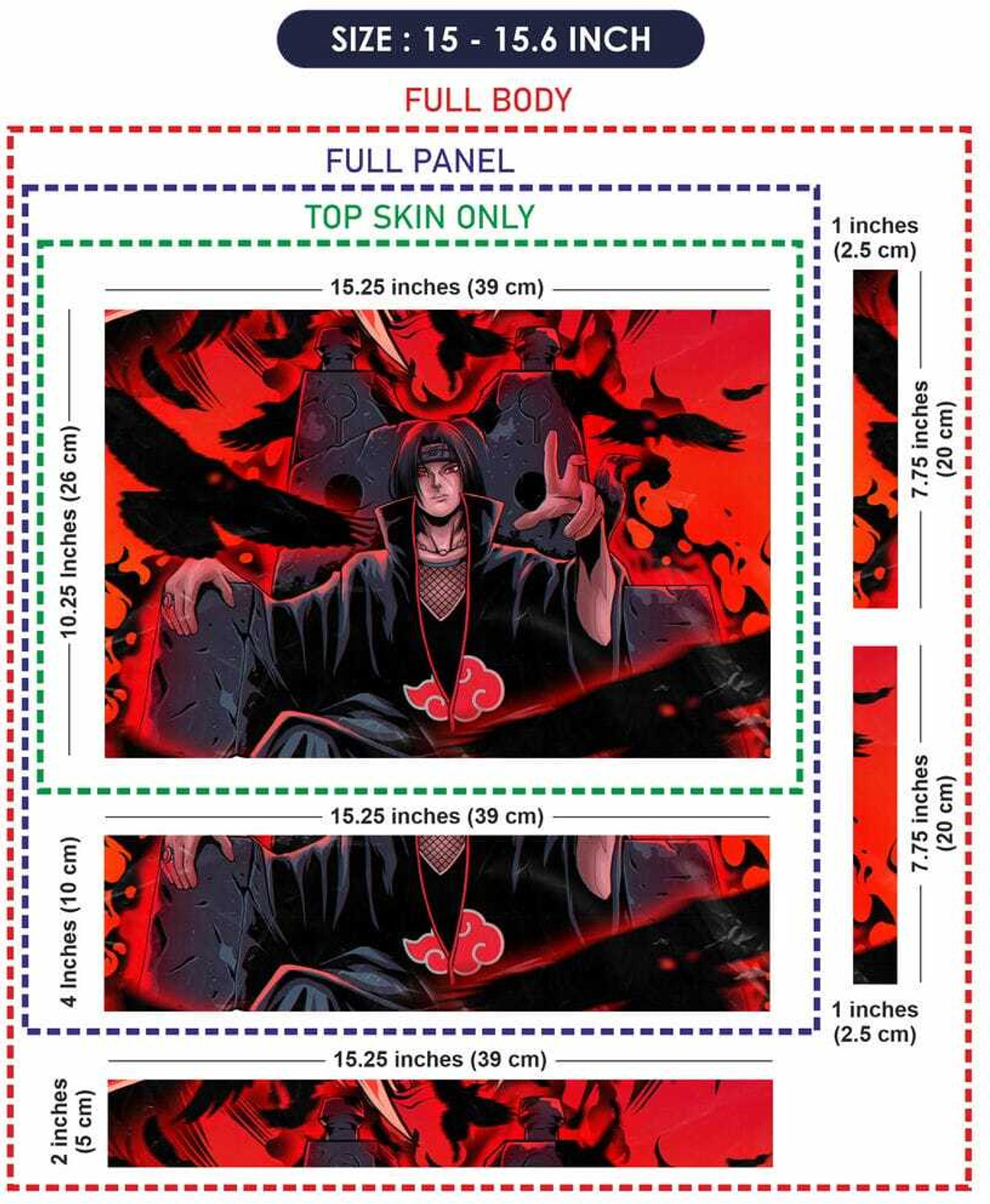 Image of Anweshas Full Body Laptop Skin Sticker Fits Size Upto 15.6 inches - Itachi Kingdom Self Adhesive Vinyl Reusable Laptop Skin Compatible for 15.6 inch