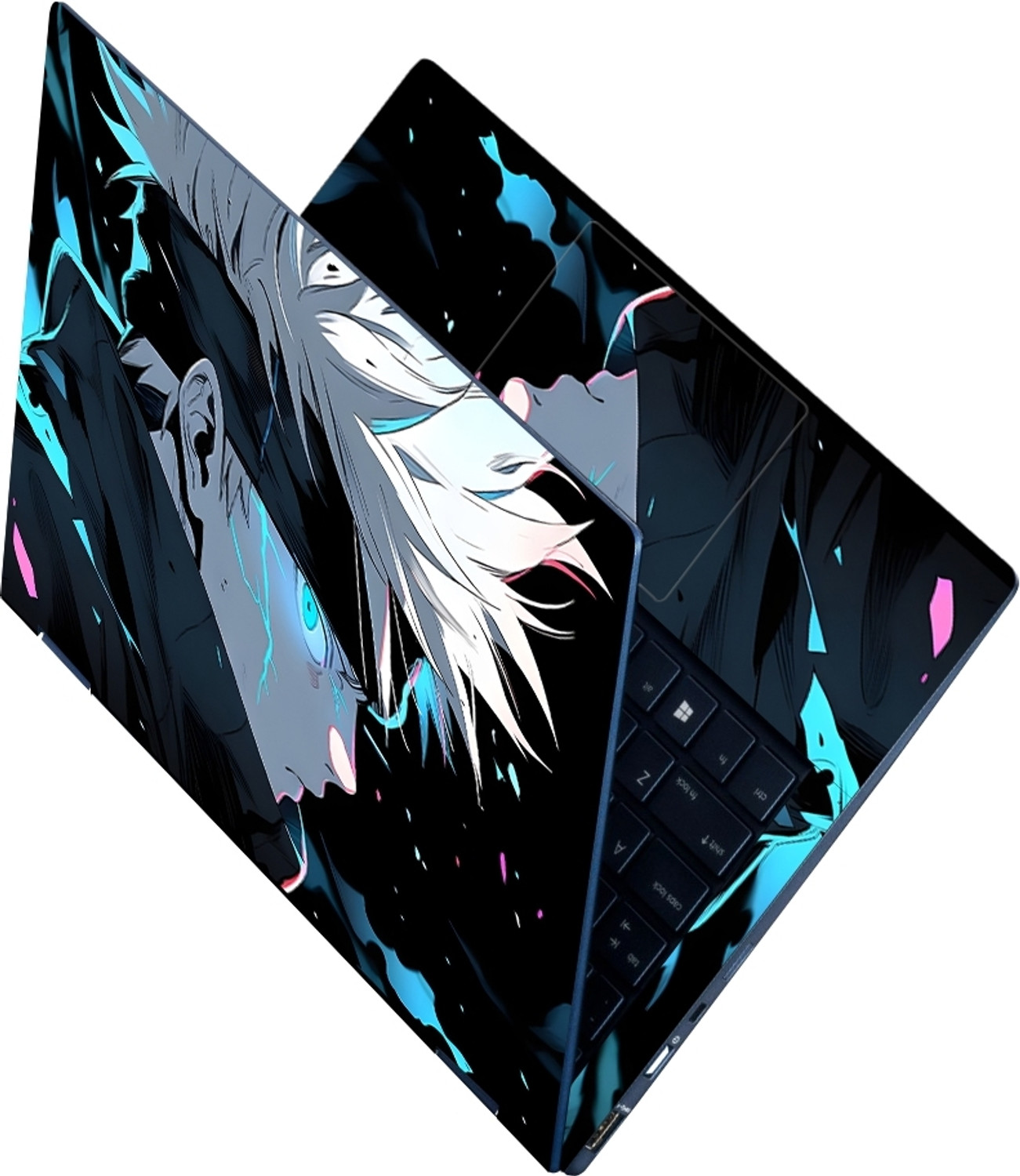 Image of Flipkart SmartBuy Full Body Laptop Skin Sticker - Satoru Gojo Acid Blue Eyes Jujutsu Kaisen Self Adhesive Vinyl Laptop Skin Compatible for 15.6 inch
