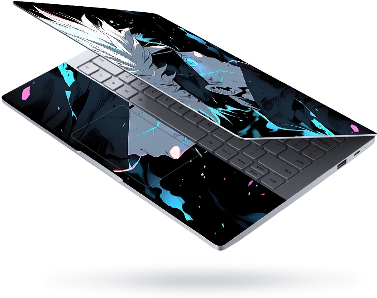 Image of Flipkart SmartBuy Full Body Laptop Skin Sticker - Satoru Gojo Acid Blue Eyes Jujutsu Kaisen Self Adhesive Vinyl Laptop Skin Compatible for 15.6 inch