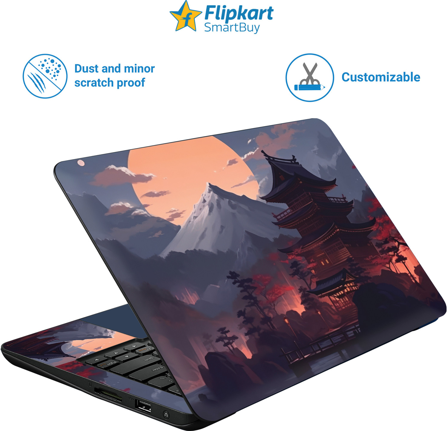 Image of Flipkart SmartBuy All Panel Japanese mountain Vinyl Laptop Skin Compatible for 15.6 inch (Theme: Illustrations)
