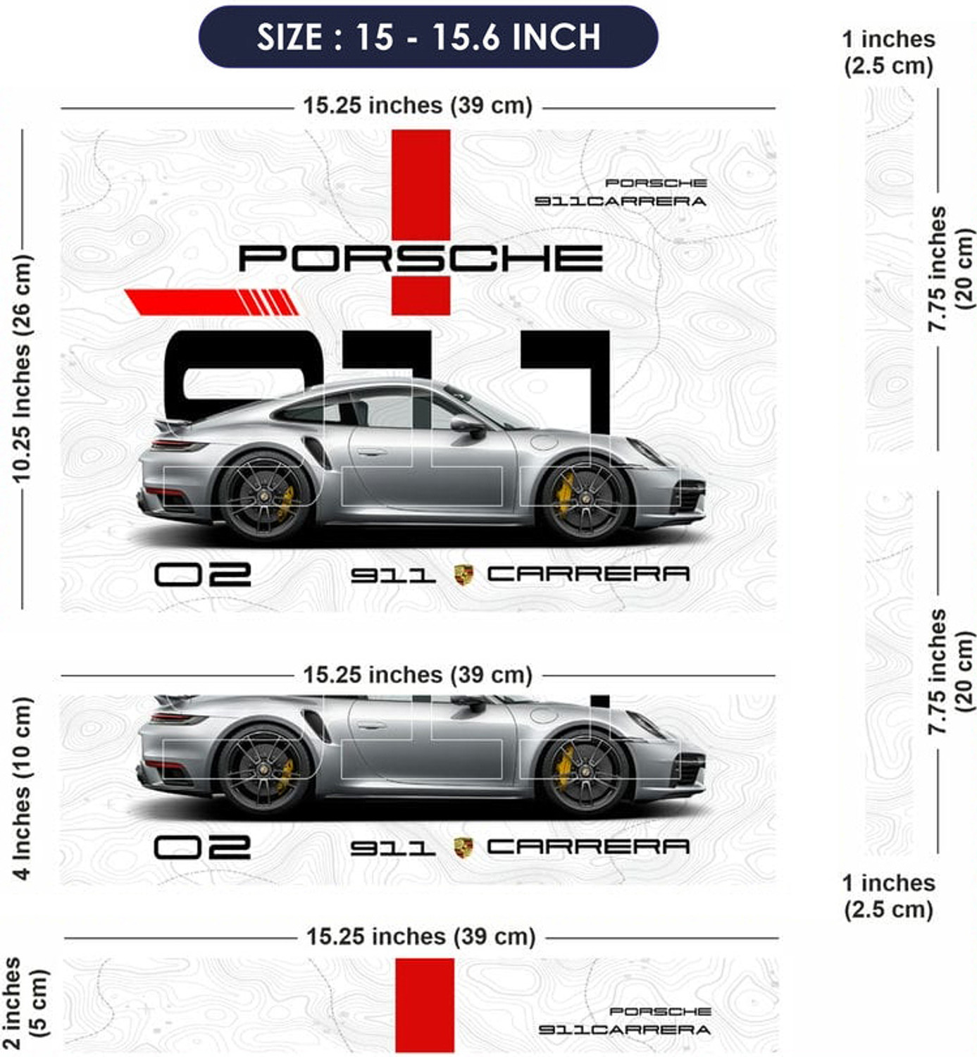 Image of Flipkart SmartBuy Combo of Full Body Laptop Skin and Mouse Pad - Porsche 911 Carrera Sketch No Residue Removable Self Adhesive Vinyl Reusable Laptop Skin Compatible for 15.6 inch