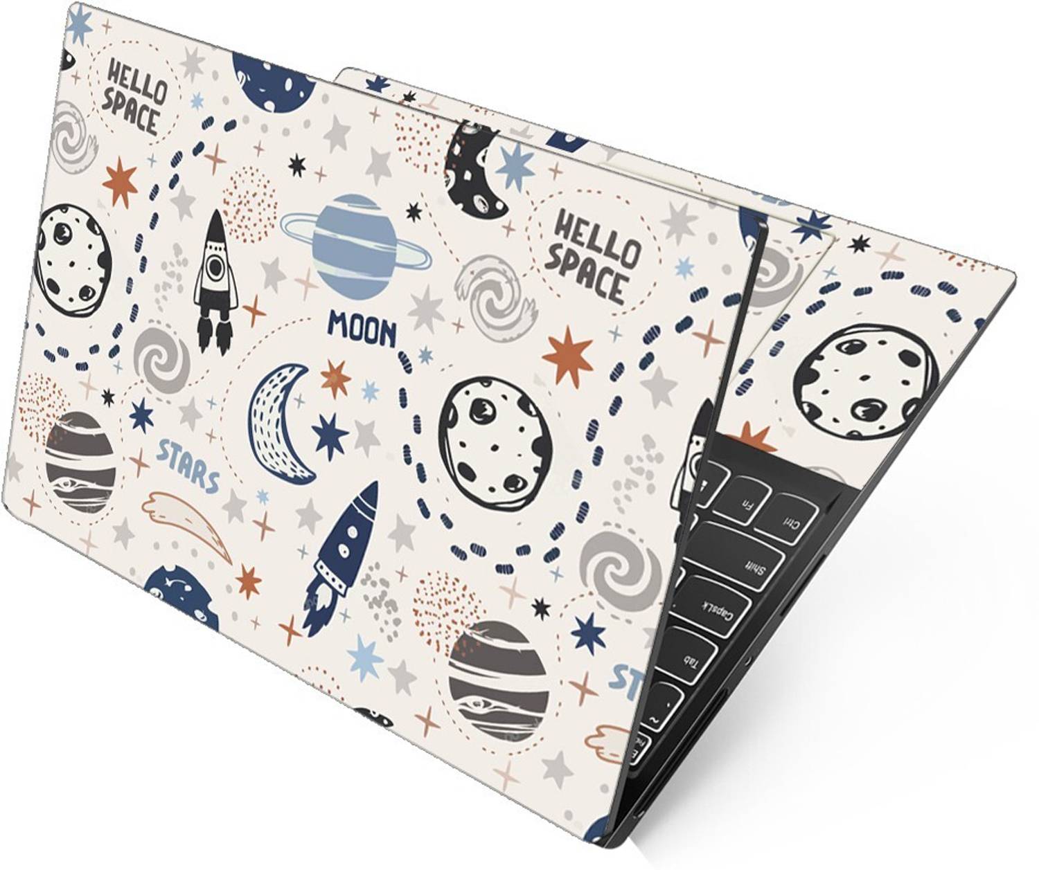 Anweshas HD Printed Full Panel Laptop Skin Sticker Vinyl Fits Size Upto 15 inches No Residue, Bubble Free, Waterproof - Hello Space Moon Self Adhesive Vinyl Reusable Laptop Skin Compatible for 15.6 inch