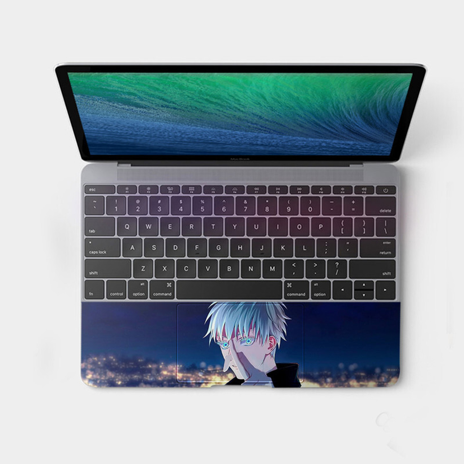 Image of Yuckquee Gojo Satoru JJK Laptop Skin fits 14.1, 14.4, 15.1, 15.6 Inches Laptop. A-3 Vinyl Reusable Laptop Skin Compatible for 15.6 inch