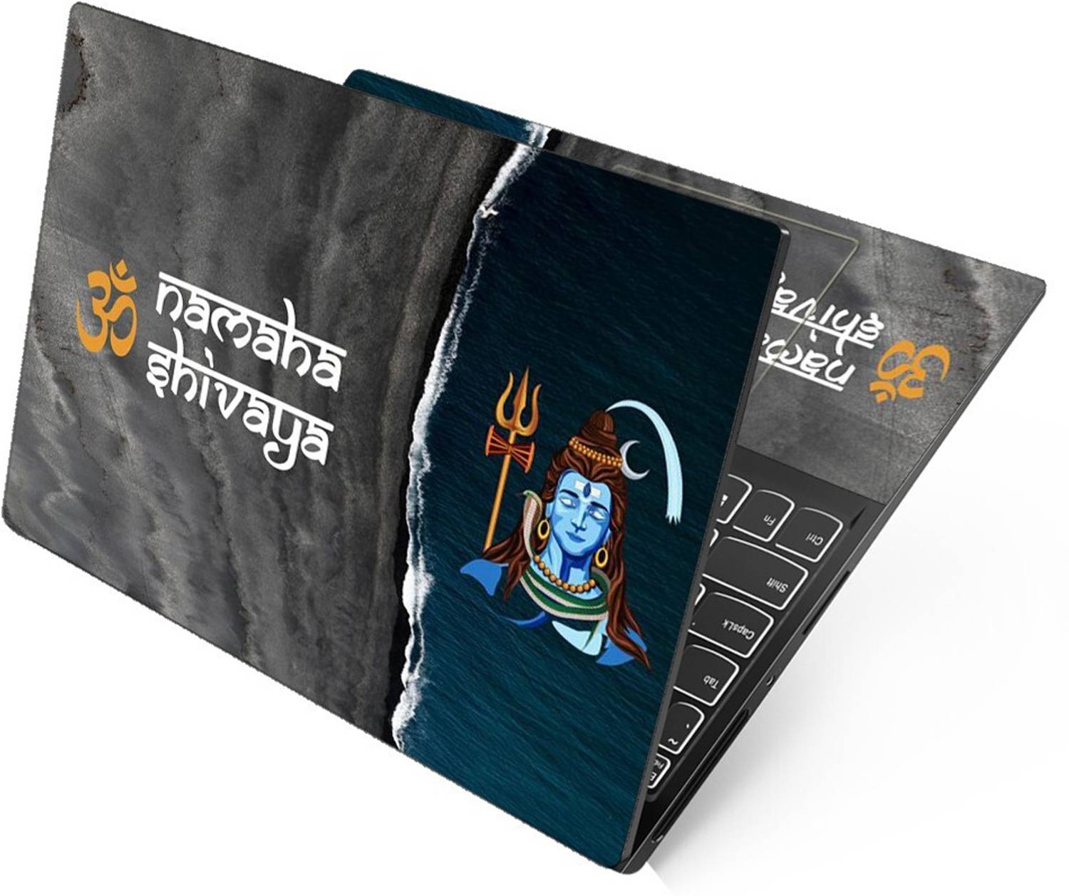 Anweshas HD Printed Full Panel Laptop Skin Sticker Vinyl Fits Size Upto 15 inches No Residue, Bubble Free, Waterproof - Lord Shiva Black Sand Self Adhesive Vinyl Reusable Laptop Skin Compatible for 15.6 inch