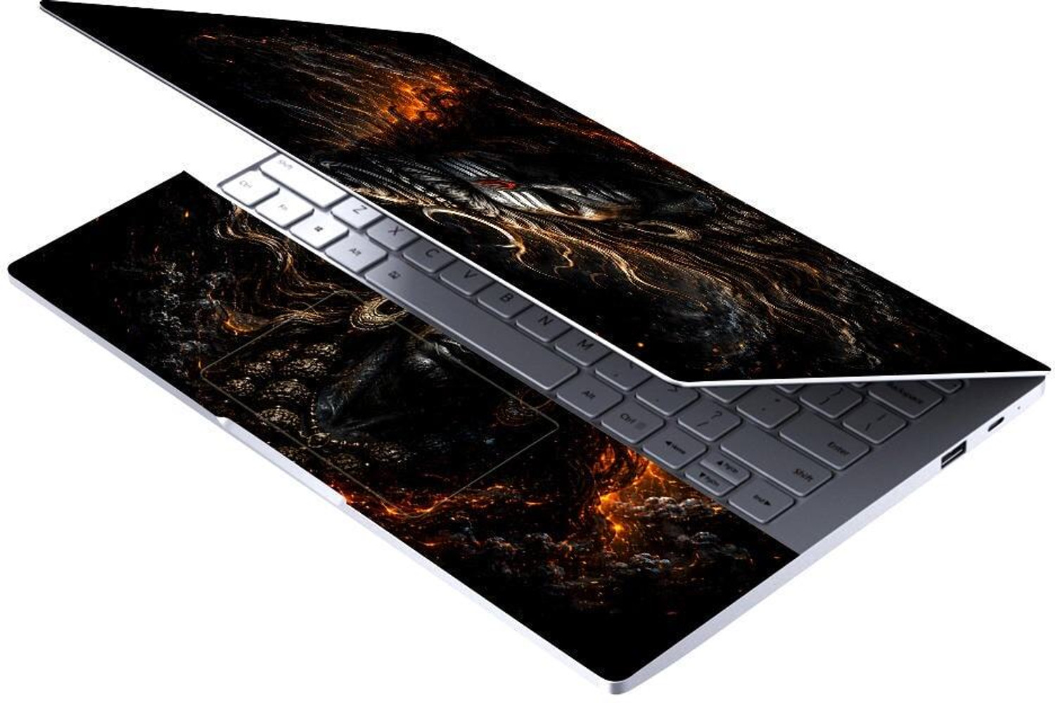 Image of Flipkart SmartBuy Premium HD UV Full Body Laptop Skin Sticker - Shiva Fire Embers Front Self Adhesive Vinyl Laptop Skin Compatible for 15.6 inch (Theme: Spiritual)