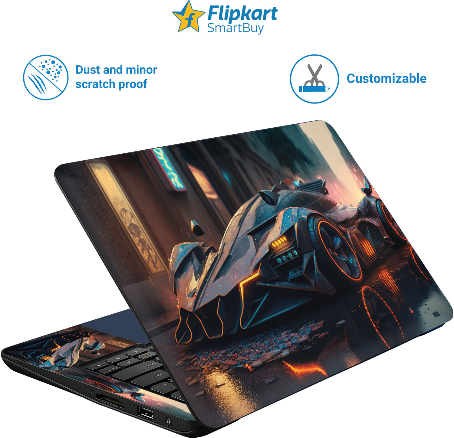 Image of Flipkart SmartBuy All Panel Stylish super car Vinyl Laptop Skin Compatible for 15.6 inch