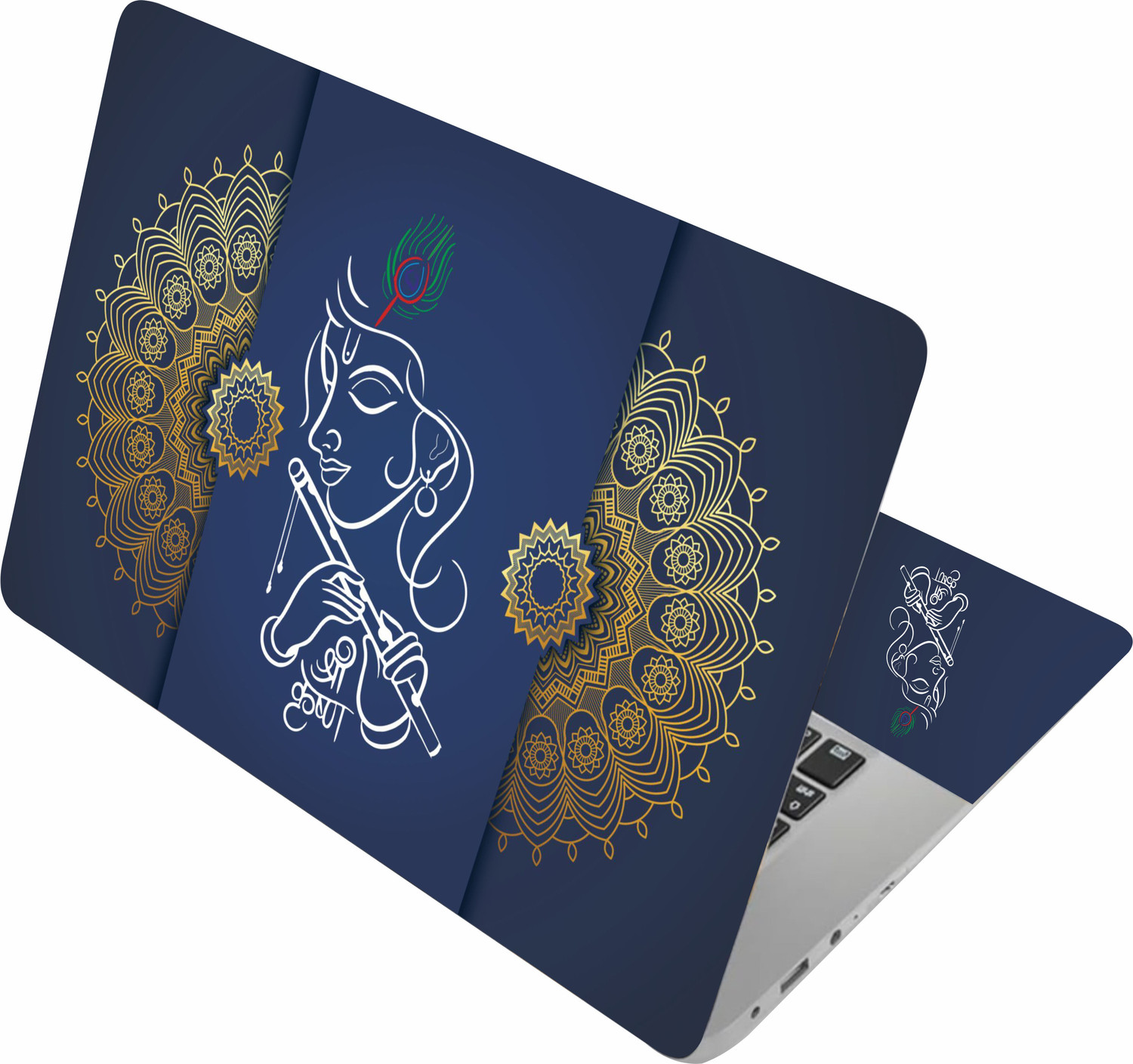 Image of Gprint Cute Radha Krishna Laptop Laminated Skin decal Sticker For 14 to 15.6 Inch Laptop Vinyl Laptop Skin Compatible for 15.6 inch