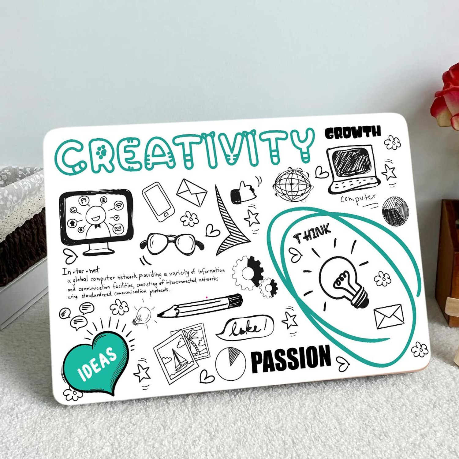Image of Vasl Creative Thoughts Doodle Design Laptop Skin for all Laptops Vinyl Laptop Skin Compatible for 16 inch
