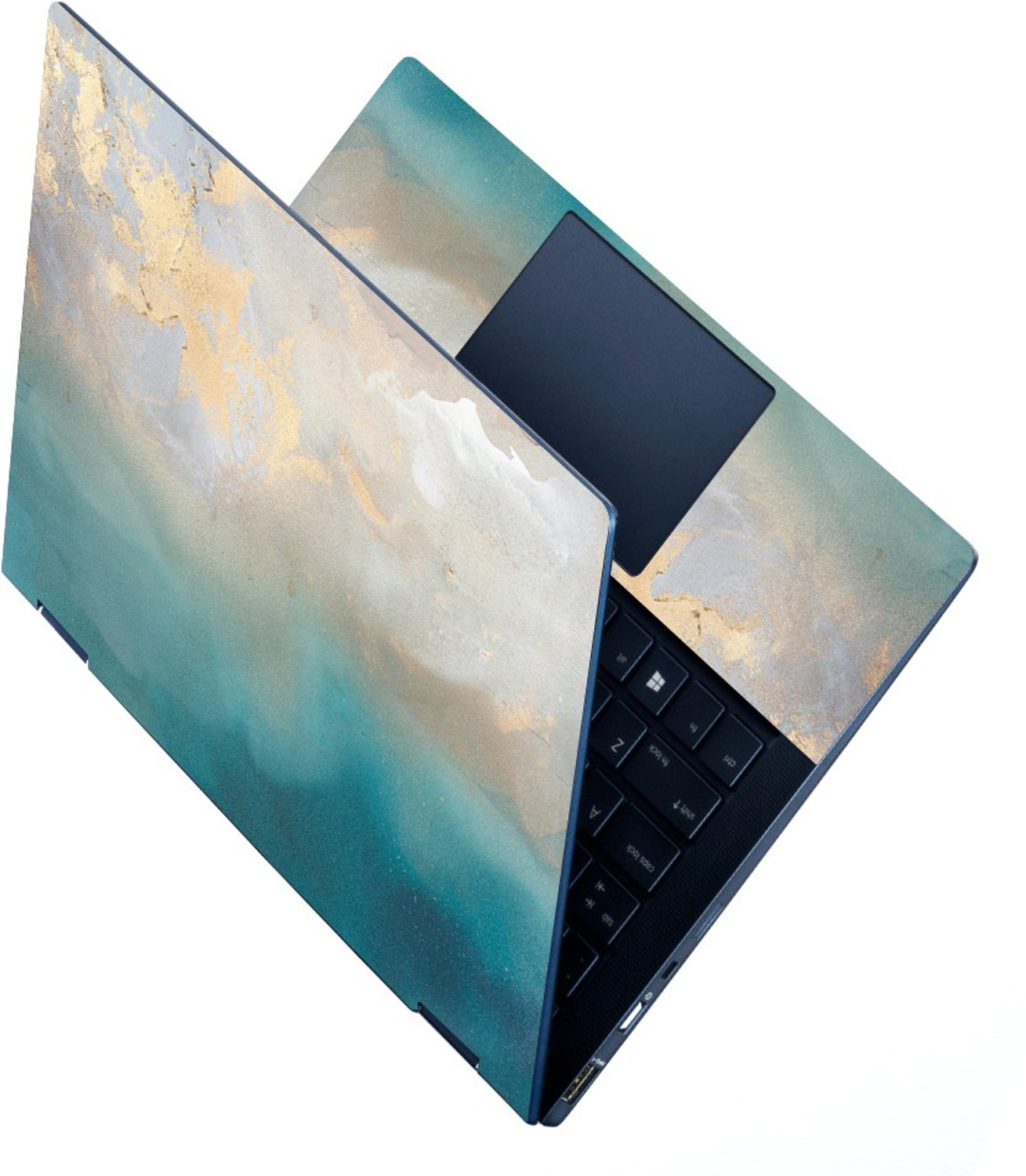 Image of Full Panel Laptop Skin Decal Sticker Vinyl Fits Size Upto 15.6 inches - Marble D048 Self Adhesive Vinyl Laptop Skin Compatible for 15.6 inch