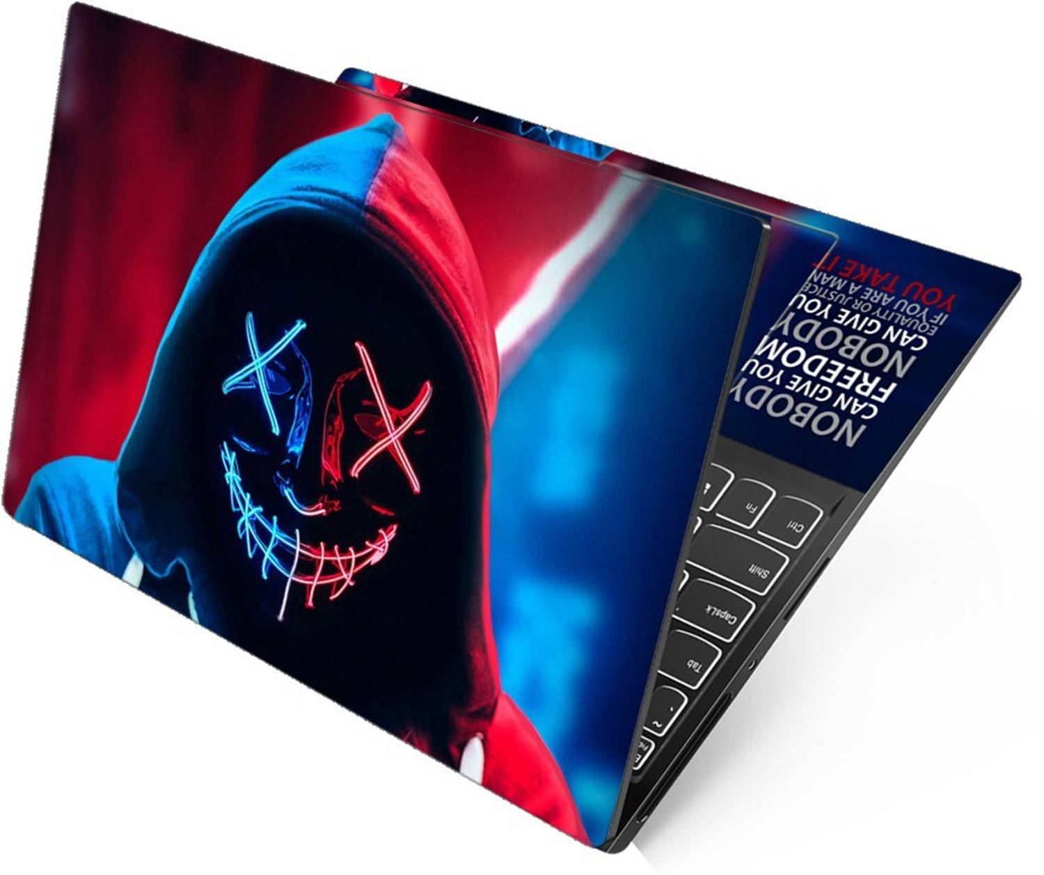 Anweshas HD Printed Full Panel Laptop Skin Sticker Vinyl Fits Size Upto 15 inches No Residue, Bubble Free, Waterproof - Hacker Anonymous Red Blue Self Adhesive Vinyl Reusable Laptop Skin Compatible for 15.6 inch
