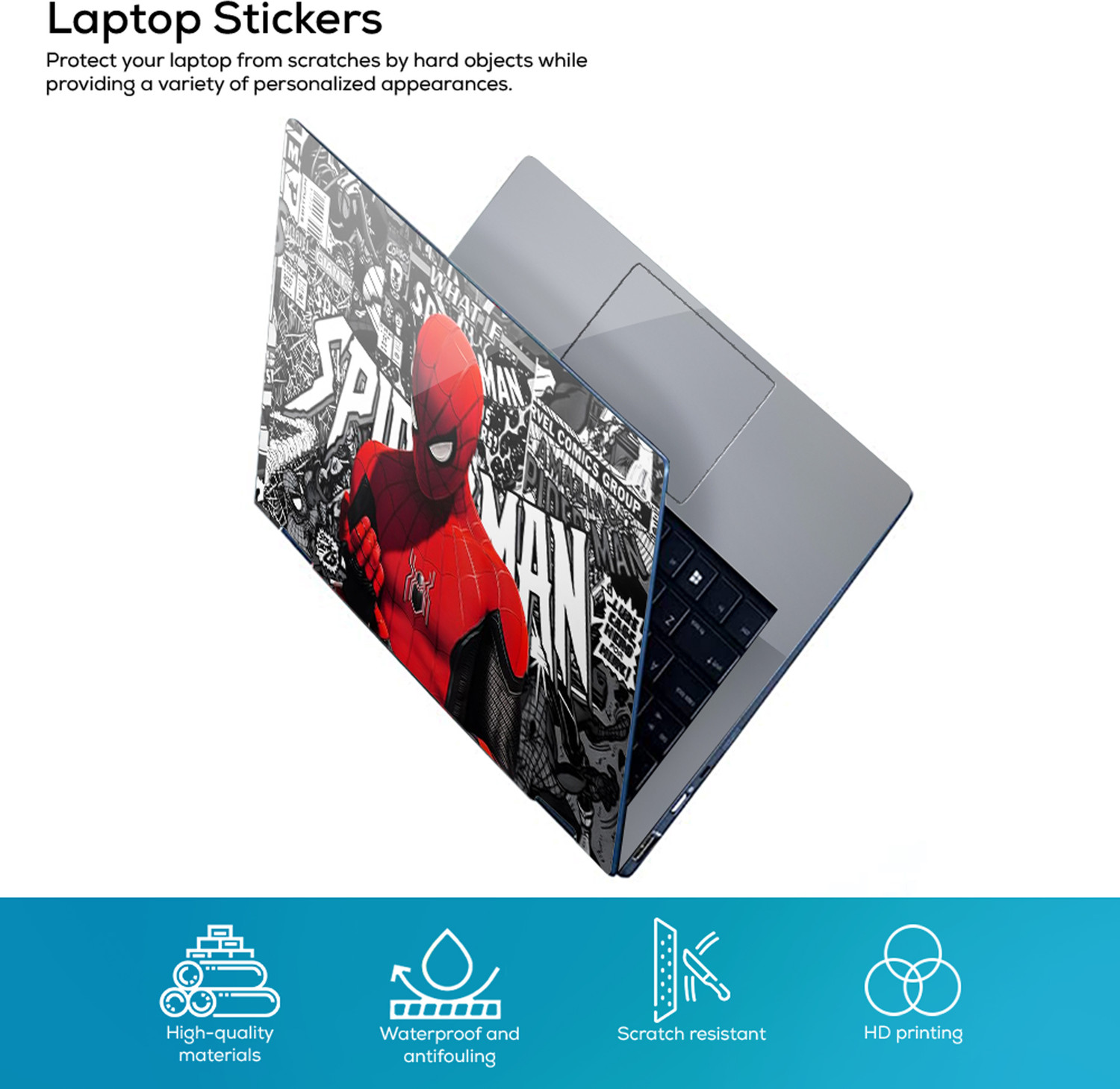 Image of Inkykart D209 Full Panel Vinyl Laptop Skin /Sticker /Cover Laminated-Removable-HD Quality. vinyl Laptop Skin Compatible for 15.6 inch