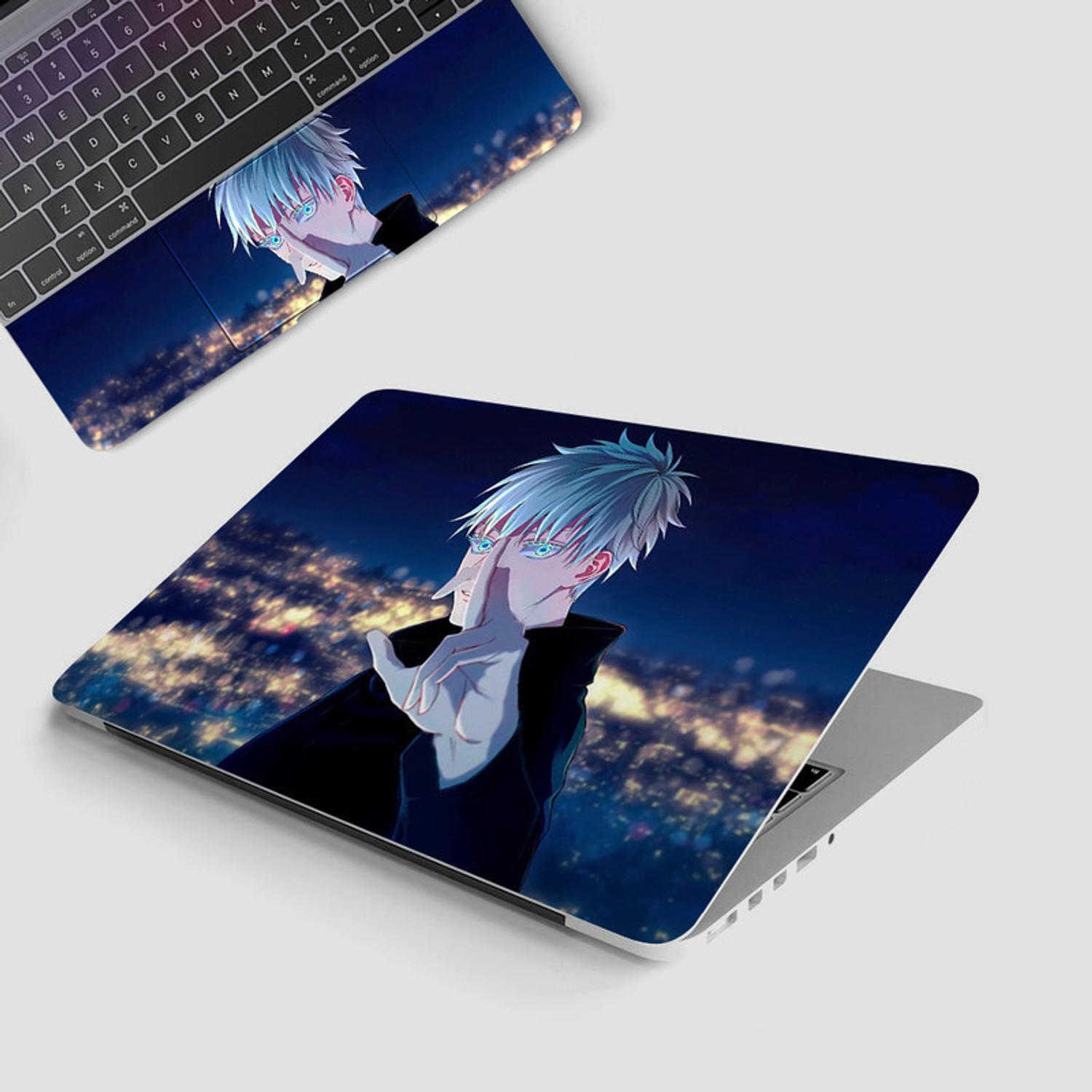 Image of Yuckquee Gojo Satoru JJK Laptop Skin fits 14.1, 14.4, 15.1, 15.6 Inches Laptop. A-3 Vinyl Reusable Laptop Skin Compatible for 15.6 inch