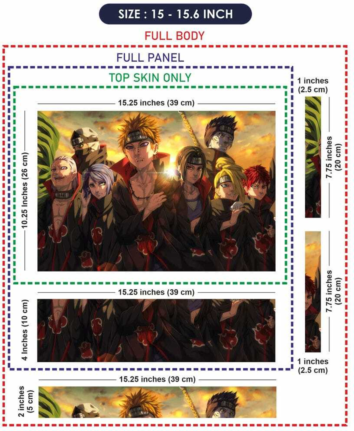 Image of Anweshas Full Body Laptop Skin Sticker Upto 15.6 inches - Akatsuki Organization Anime Self Adhesive Vinyl Reusable Laptop Skin Compatible for 15.6 inch