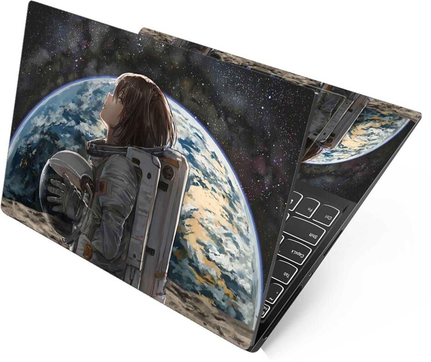 Anweshas Premium Vinyl HD Printed Easy to Install Full Panel Laptop Skin/Sticker/Decal for all Size Laptops upto 15.6 inch No Residue, Bubble Free - Space Astronaut Anime Self Adhesive Vinyl Reusable Laptop Skin Compatible for 15.6 inch