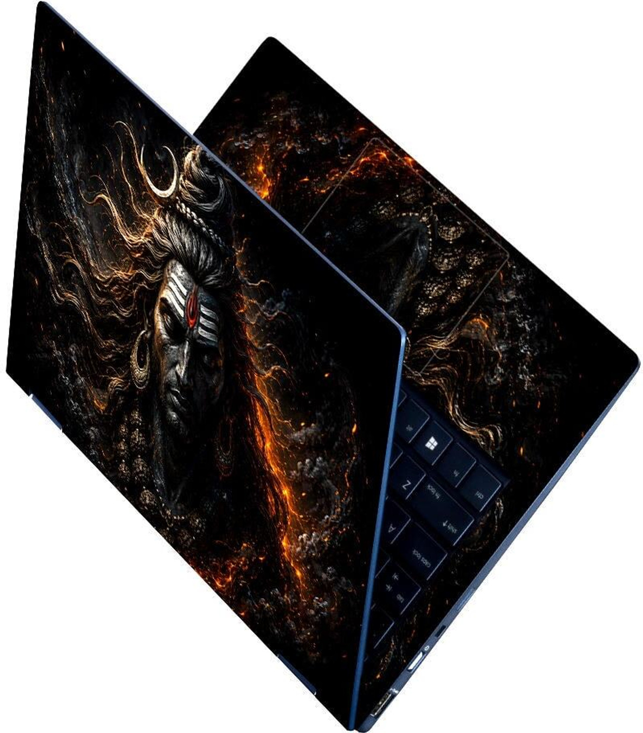 Image of Flipkart SmartBuy Premium HD UV Full Body Laptop Skin Sticker - Shiva Fire Embers Front Self Adhesive Vinyl Laptop Skin Compatible for 15.6 inch (Theme: Spiritual)