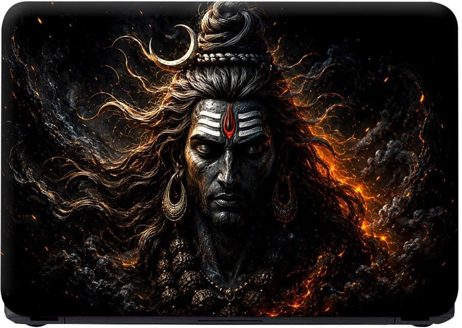 Image of Flipkart SmartBuy Premium HD UV Full Body Laptop Skin Sticker - Shiva Fire Embers Front Self Adhesive Vinyl Laptop Skin Compatible for 15.6 inch (Theme: Spiritual)