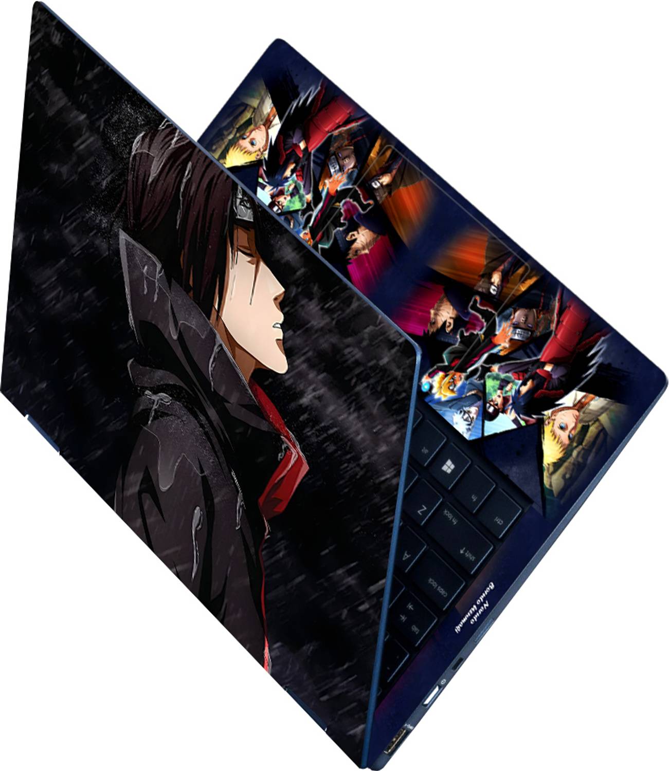 Anweshas Full Body Laptop Skin Fits Size Upto 15.6 Inches - Anime Naruto Itachi Raining Self Adhesive Vinyl Reusable Laptop Skin Compatible for 15.6 inch
