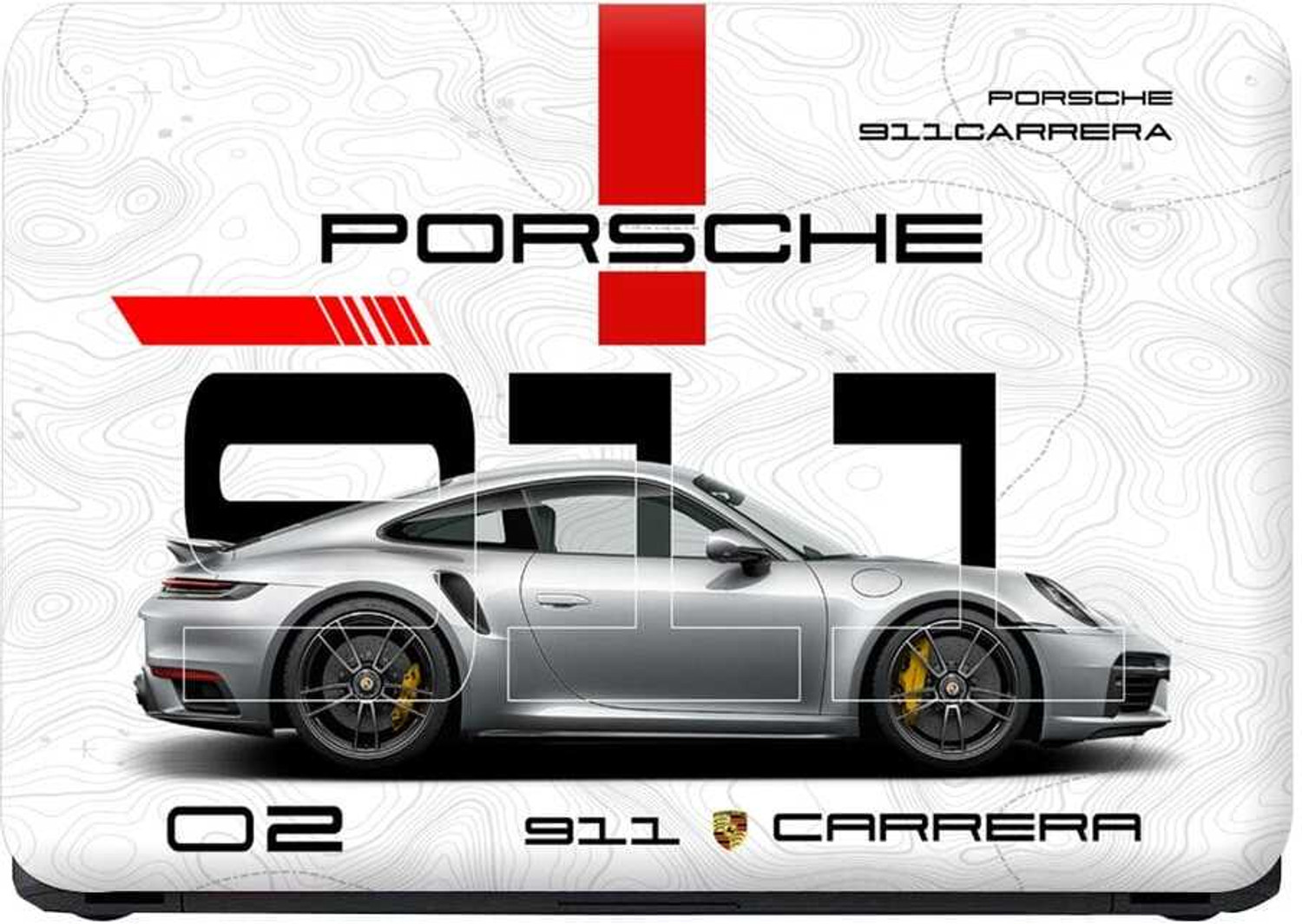 Image of Flipkart SmartBuy Combo of Full Body Laptop Skin and Mouse Pad - Porsche 911 Carrera Sketch No Residue Removable Self Adhesive Vinyl Reusable Laptop Skin Compatible for 15.6 inch
