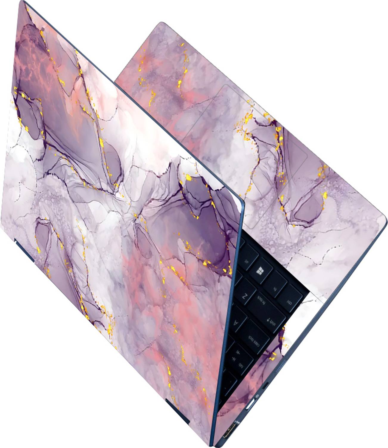 Anweshas Full Body Laptop Skin Fits Size Upto 15.6 Inches - Purple Shaded Marble Design Self Adhesive Vinyl Reusable Laptop Skin Compatible for 15.6 inch