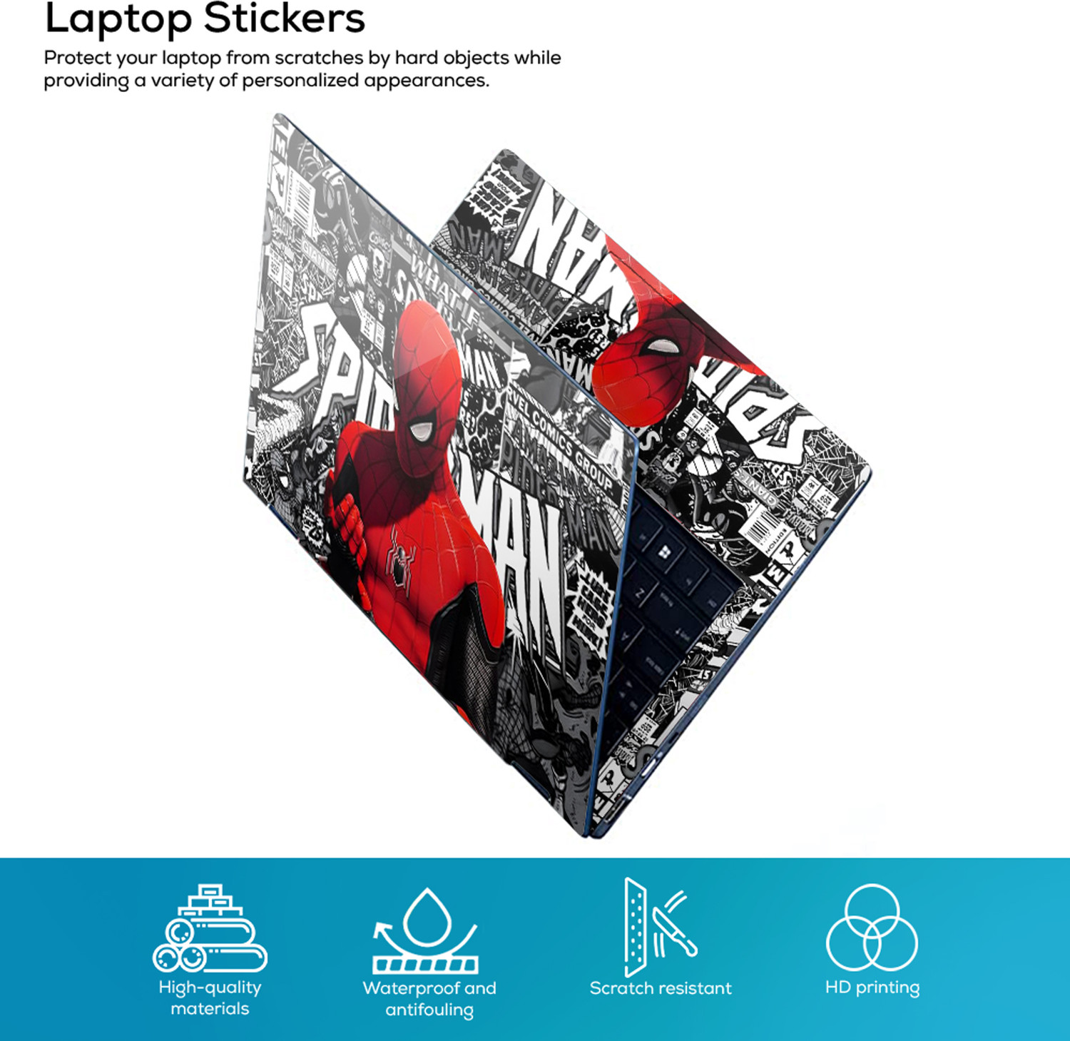 Image of Inkykart DSGN 210 Full Body Laptop Skin Bubble-Free| Laminated| Removable| HD Quality vinyl Laptop Skin Compatible for 15.6 inch