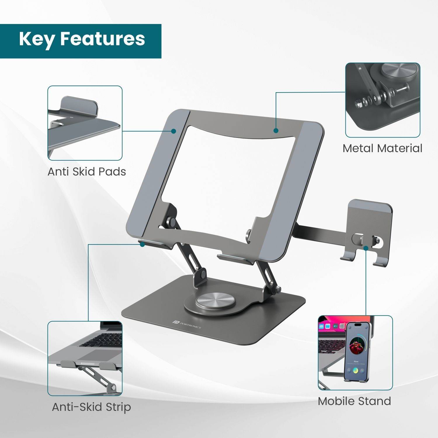 Portronics My Buddy K9 Pro 2-in-1 Laptop Stand - Image 5