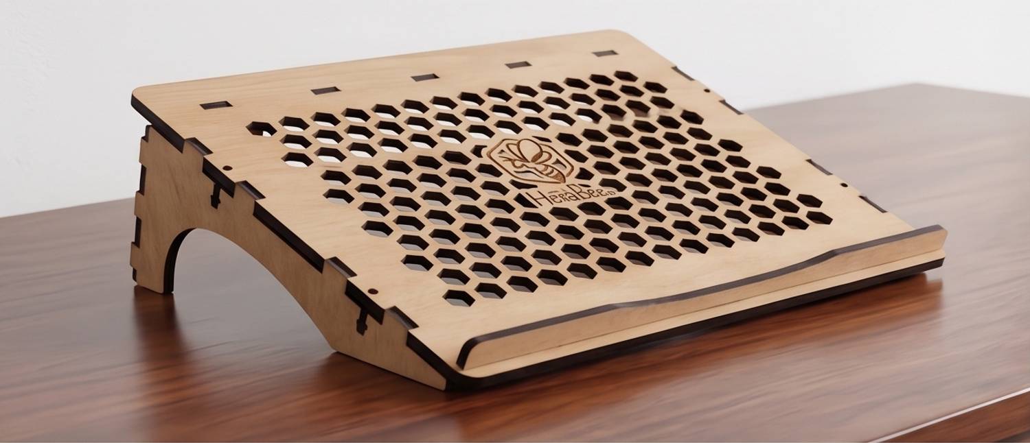 HexaBee DIY Ergonomic Riser Wooden Laptop Stand Compatible with 26 - 35 cm Laptops