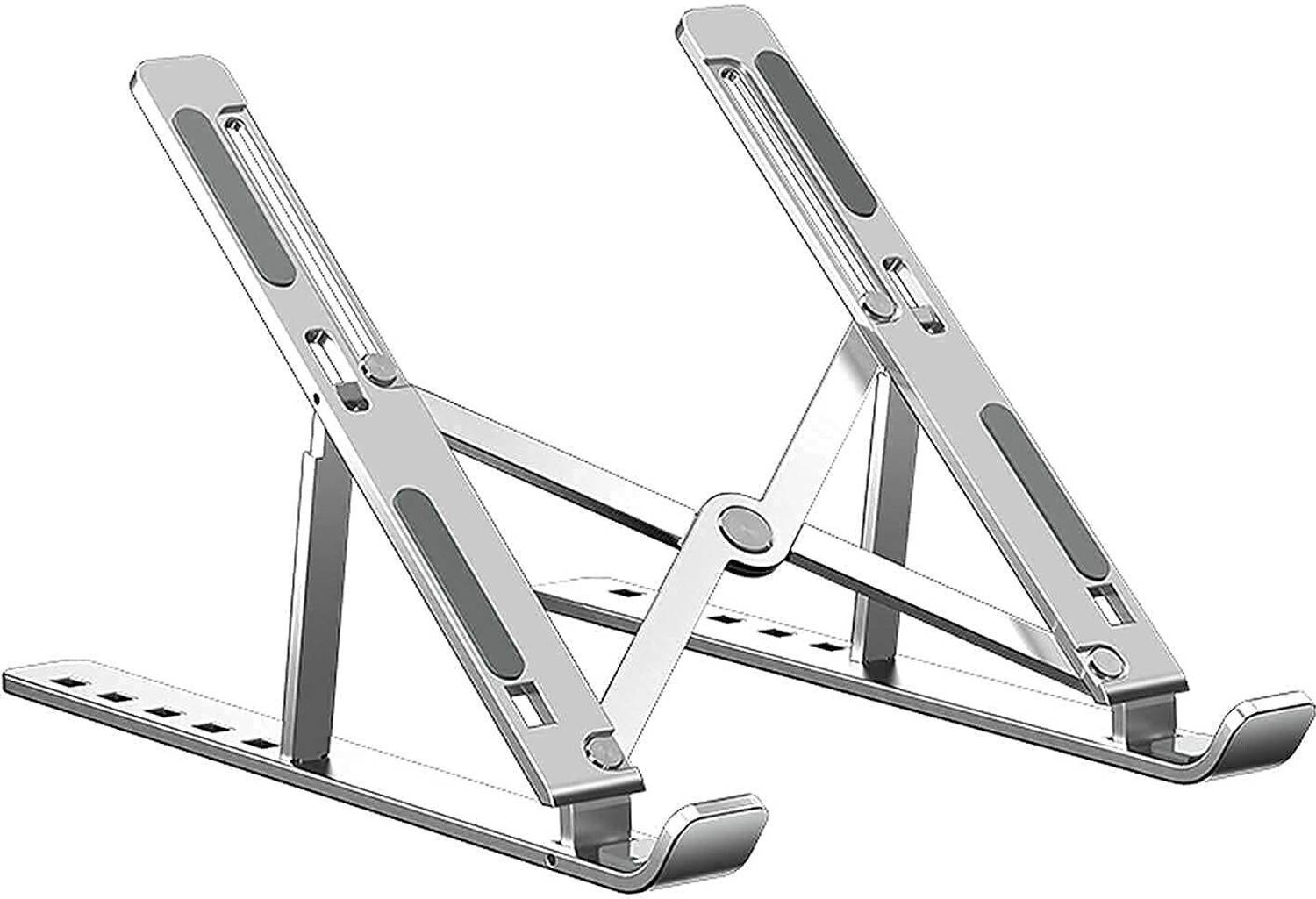 ABlue Clipper Metal Laptop Stand With Foldable & Height/Angle Adjustable Feature (Multi Color) Portable Notebook Laptop Stand Foldable Aluminium Aluminium Laptop Stand with Adjustable Height Compatible with 26 - 35 cm Laptops