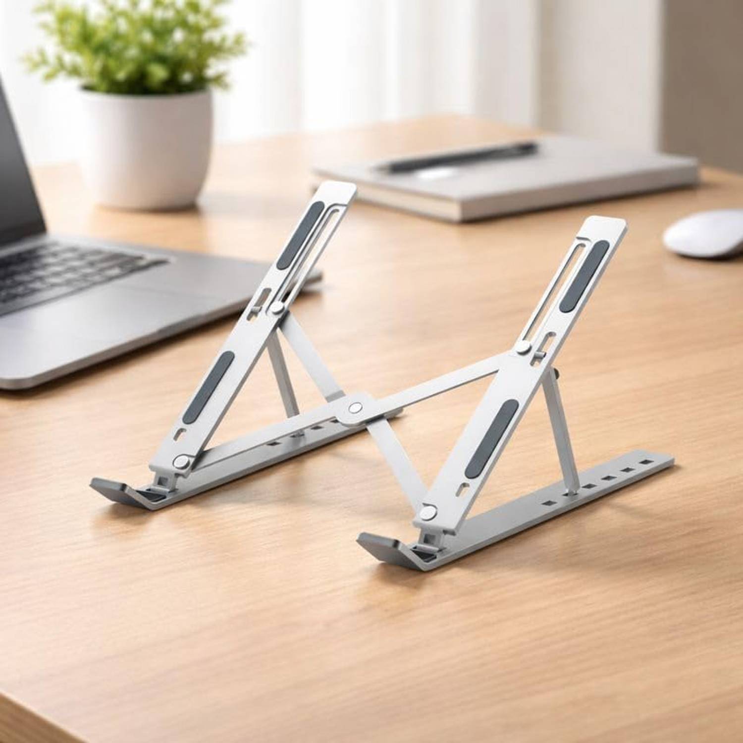 VANZARA Universal Aluminium Laptop Stand with Ventilated Cooling Design K53 Premium Laptop Stand Ergonomic Foldable Cooling Riser with Anti-Slip Pads D53 Aluminium Rotatable Laptop Stand with Adjustable Height Compatible with Universal Laptops