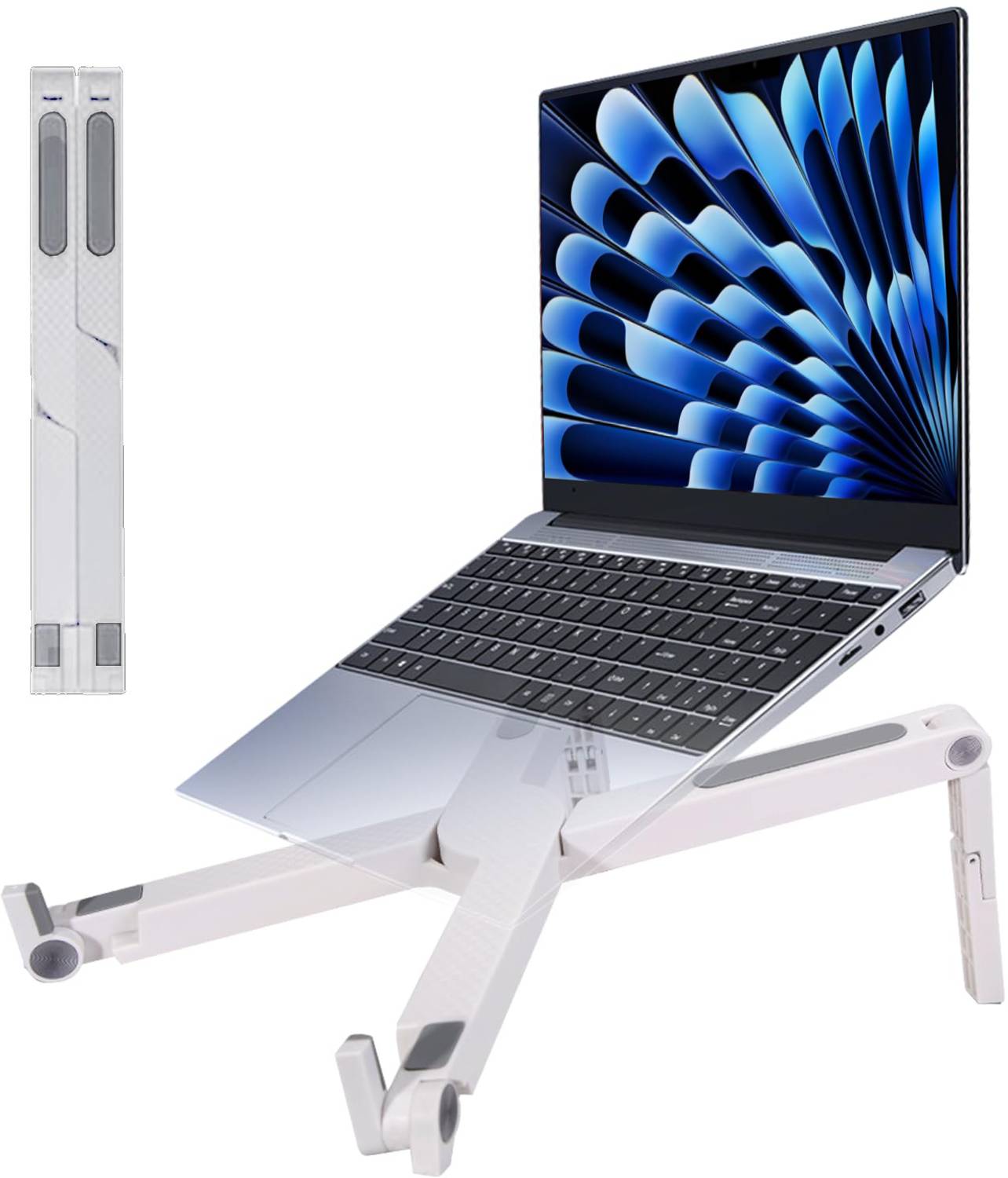 Aliens Foldable Laptop Stand – 2-Level Height Adjustable Steel Laptop Stand with Adjustable Height Compatible with Universal Laptops