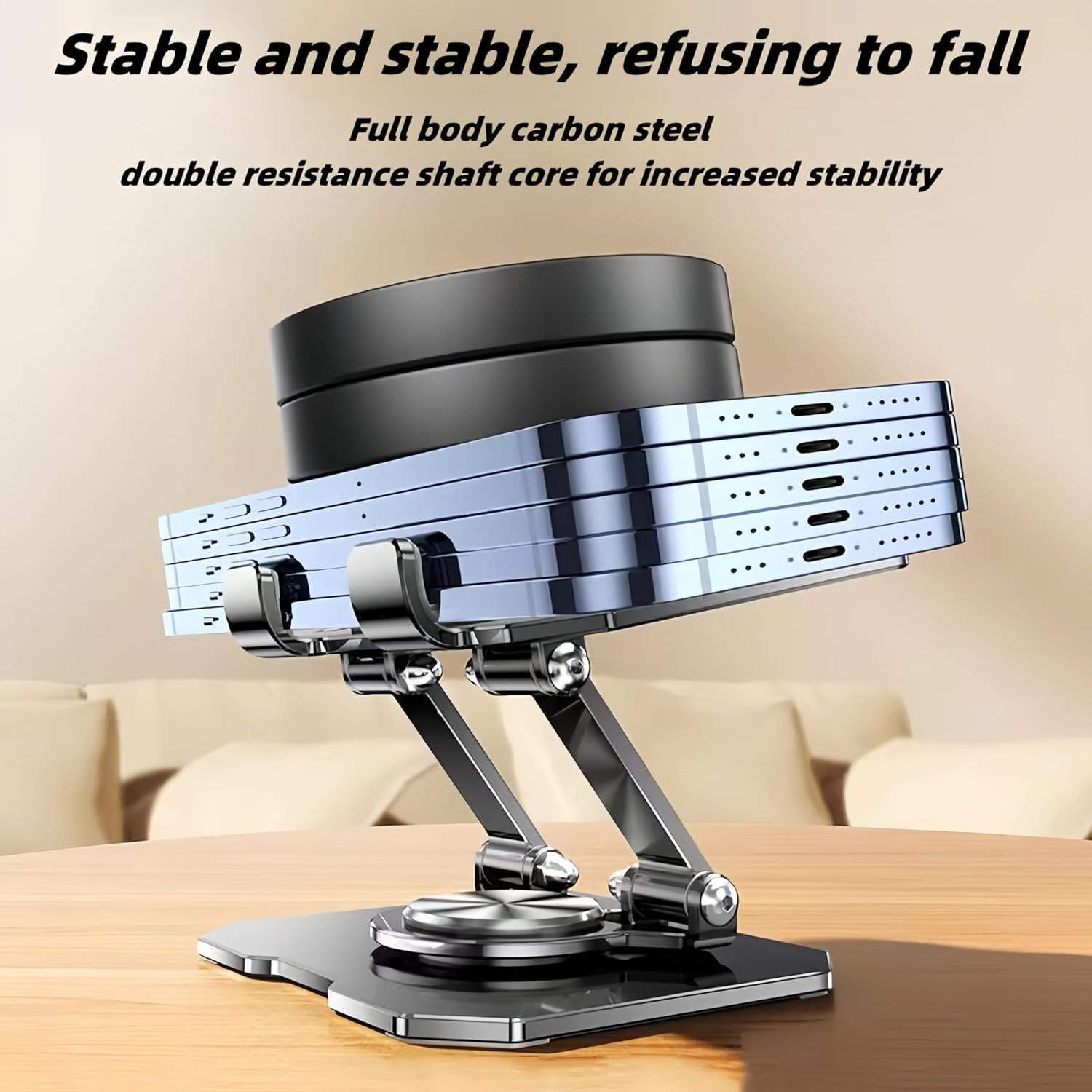 Image of TXOR MAZ-X40, Portable Heavy Duty 360 Degree Rotatable Stand Black Color for Tablets & Phones Aluminium Rotatable Laptop Stand with Adjustable Height Compatible with Universal Laptops