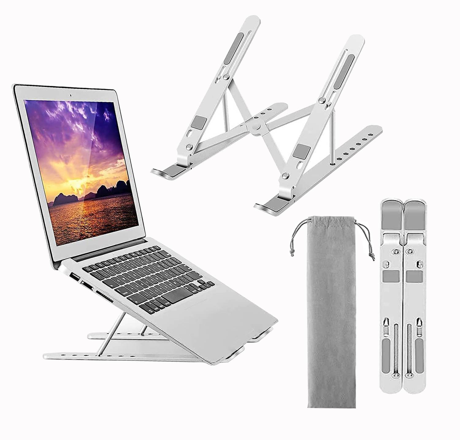 ABlue Clipper Portable Ergonomic Aluminium Laptop Holder for Desk Portable Ergonomic Aluminium Laptop Holder for Desk Aluminium Laptop Stand with Adjustable Height Compatible with Universal Laptops