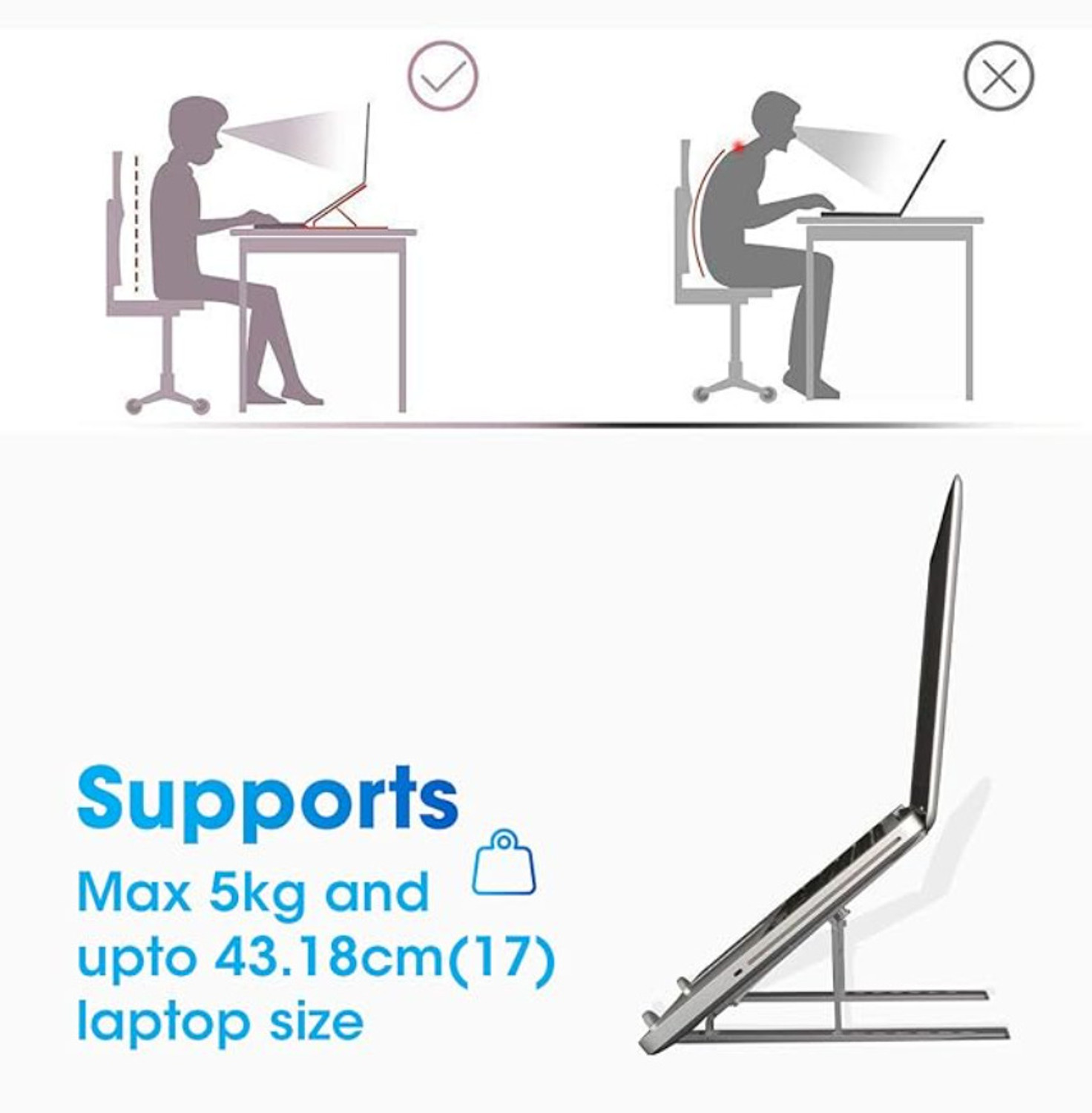 Image of ZEBRONICS NS2000 Aluminium Desk Stand Laptop Stand with Adjustable Height Compatible with Universal Laptops