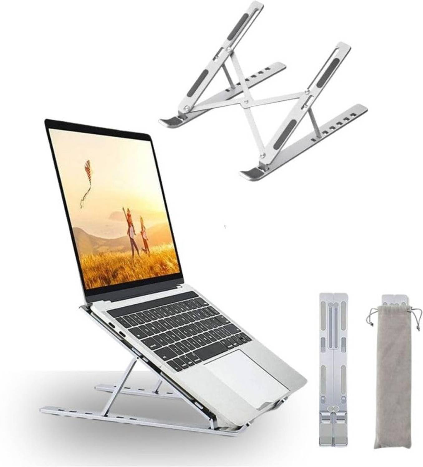 Arceus Portable Aluminium Laptop Stand with Adjustable Angle, Lightweight D333 Adjustable Aluminium Laptop Stand for Office, Work from Home and Study J333 Aluminium Rotatable Laptop Stand with Adjustable Height Compatible with Universal Laptops