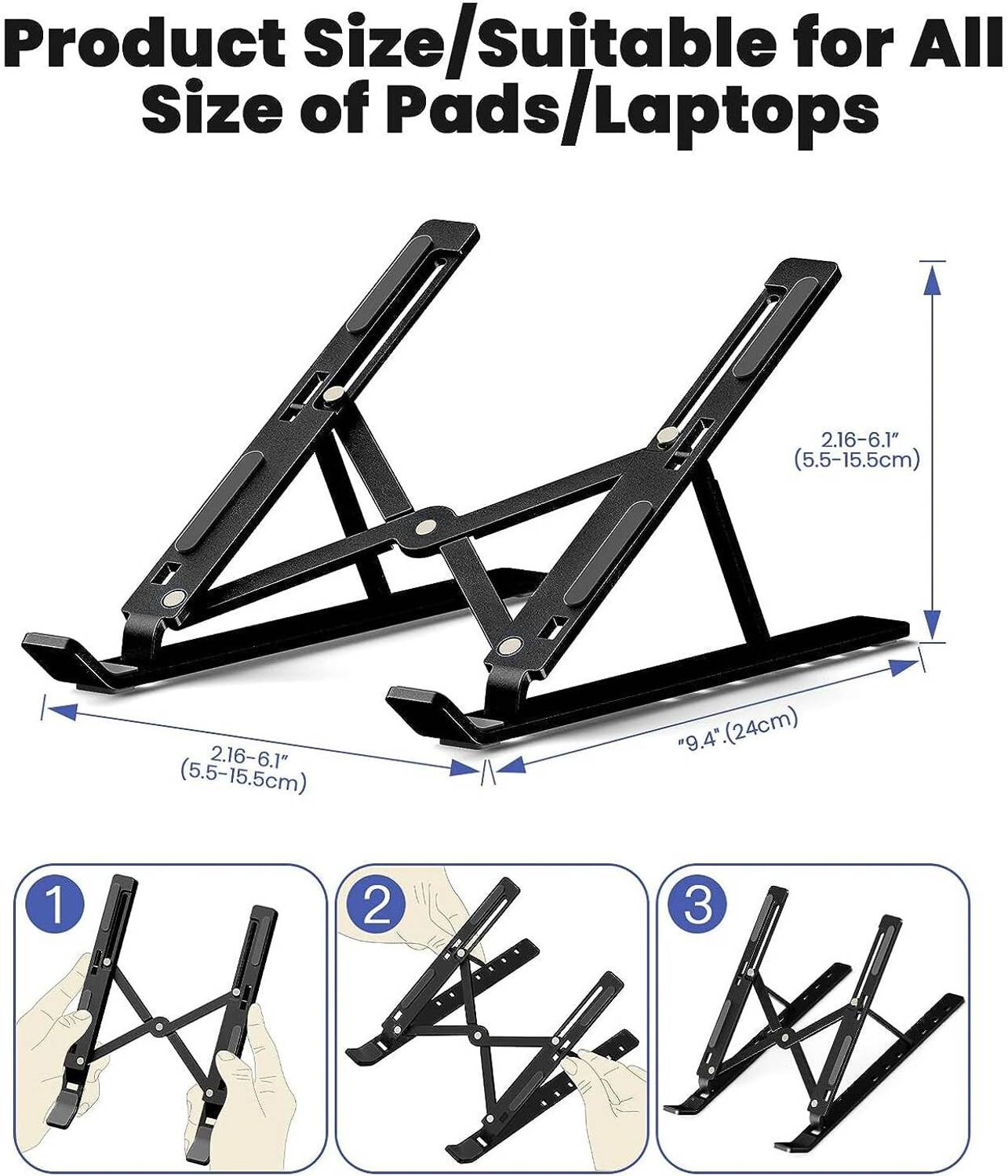 TARKAN 7 Angles Adjustable Laptop Stand Foldable & Portable Aluminium Laptop Stand with Adjustable Height Compatible with Universal Laptops