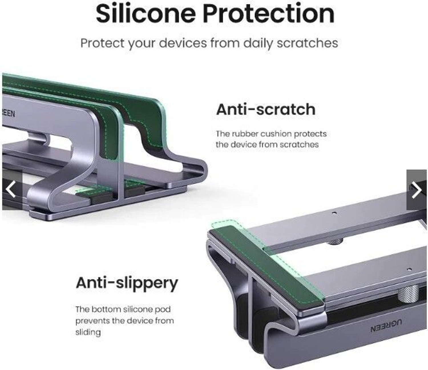 Image of Ugren Dual Slot Vertical Laptop Stand Holder Laptop ToolFree Adjustable Aluminum Stand Aluminium Desk Stand Laptop Stand Compatible with Universal Laptops