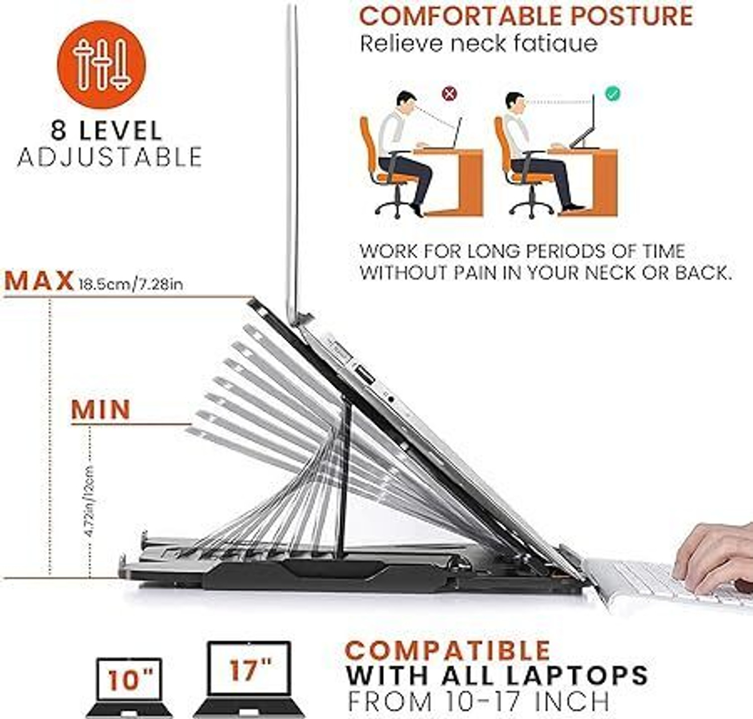 Image of STRIFF X LAPTOP STAND Multi-Angle Stand Phone Stand Portable Foldable Laptop Riser Plastic Desk Stand Laptop Stand with Adjustable Height Compatible with Universal Laptops