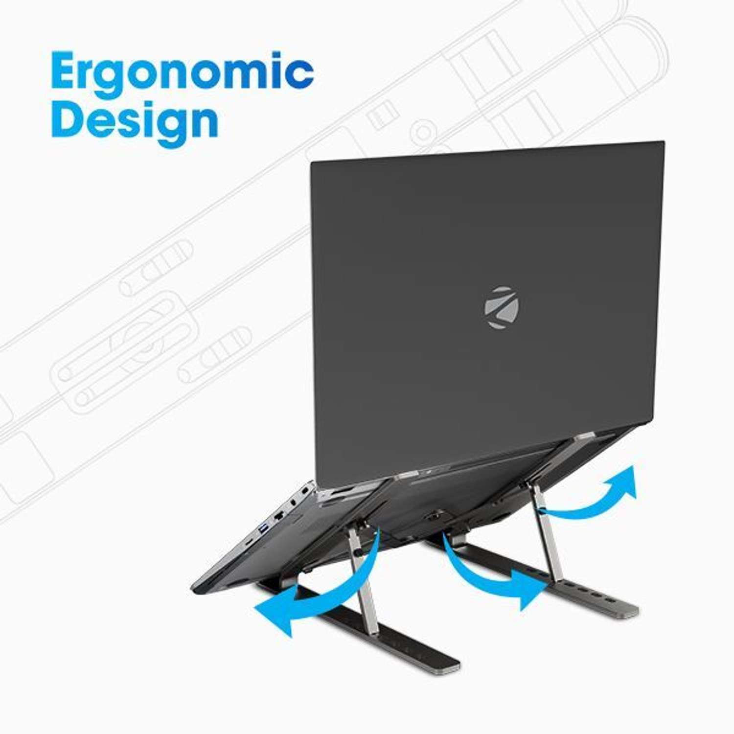 Image of FALMAGU ZEB-NS2000 Aluminium Laptop Stand with Adjustable Height Compatible with 40 - 44cm Laptops