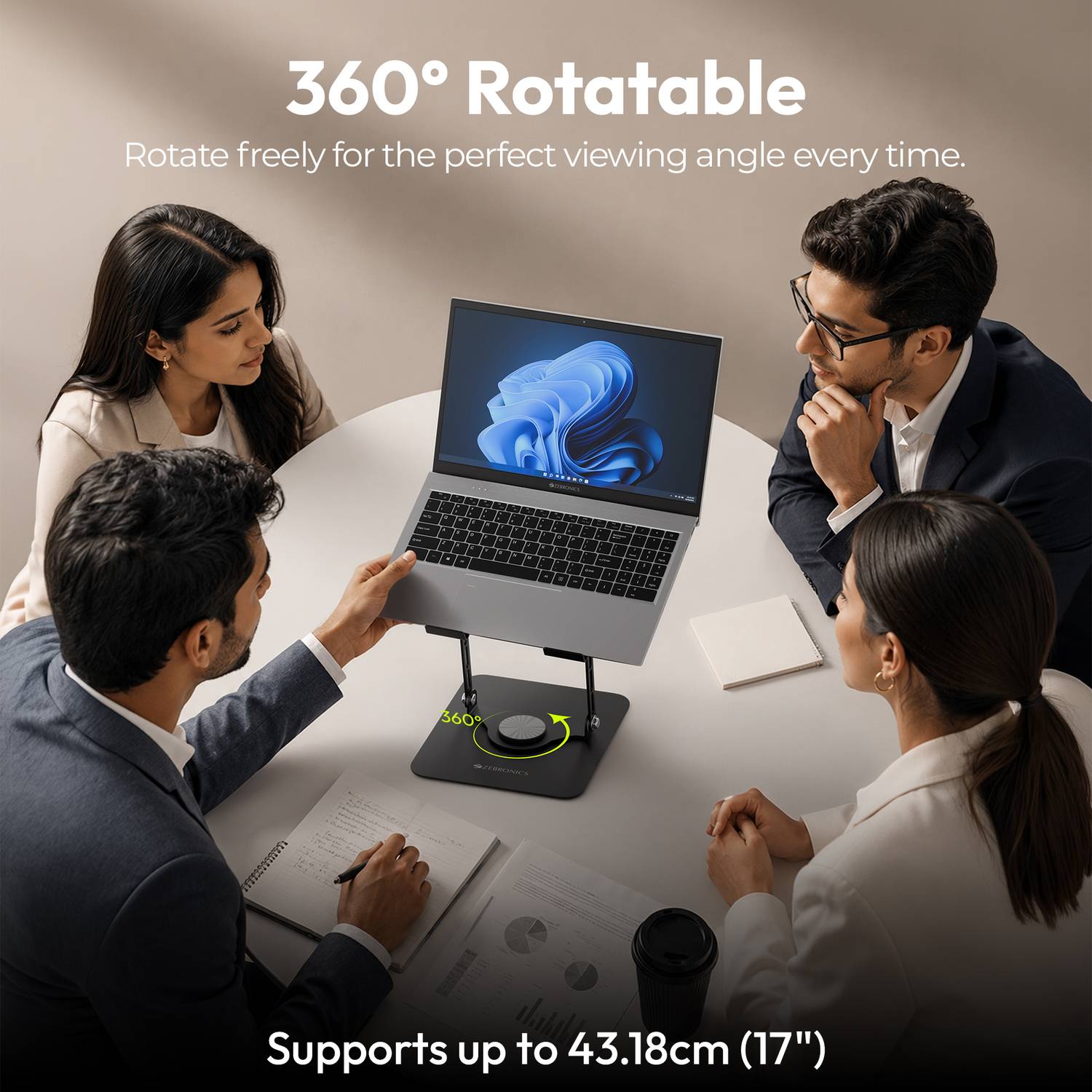ZEBRONICS ZEB-NS5500 Black Laptop Stand - Image 2