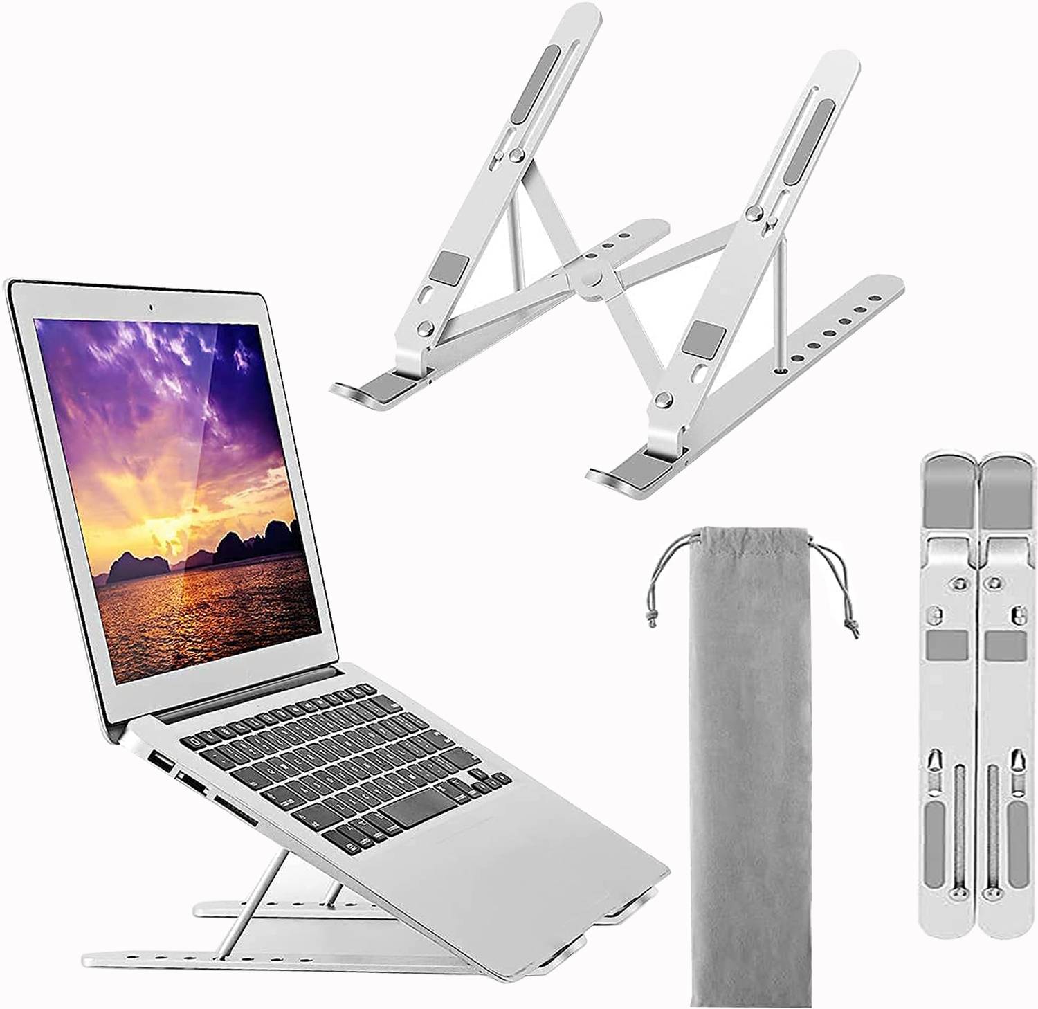 ABlue Clipper Portable Notebook Holder Adjustable Aluminium Laptop Stand Portable Notebook Holder Adjustable Aluminium Laptop Stand Aluminium Laptop Stand with Adjustable Height Compatible with Universal Laptops