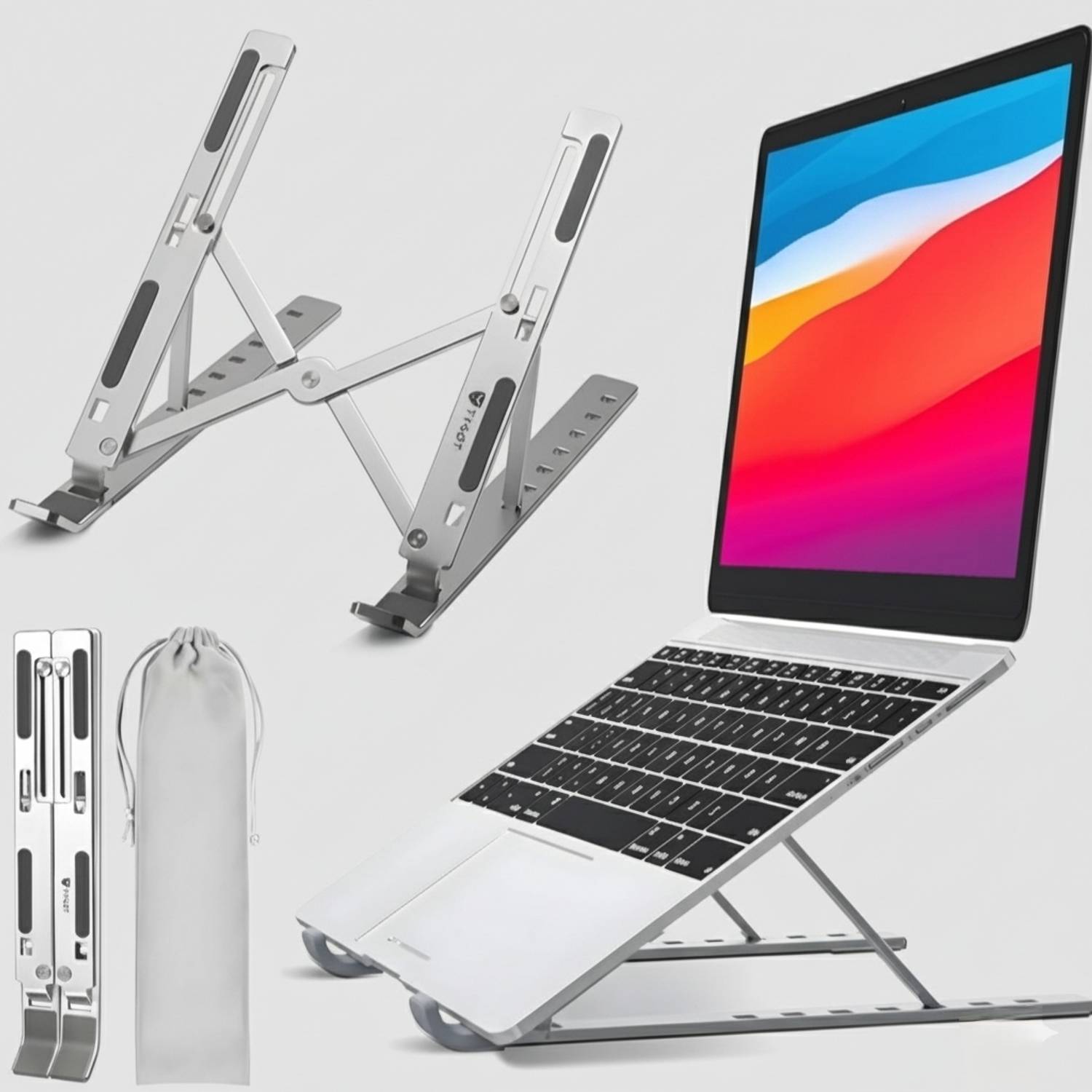 Innovito Metal Stand Laptop Stainless Steel Rotatable Laptop Stand with Adjustable Height Compatible with Universal Laptops